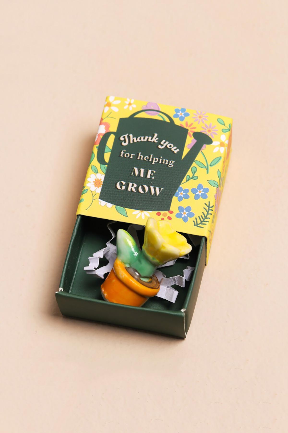 Lisa Angel Tiny Matchbox Ceramic Thank You For Helping Me Grow Token