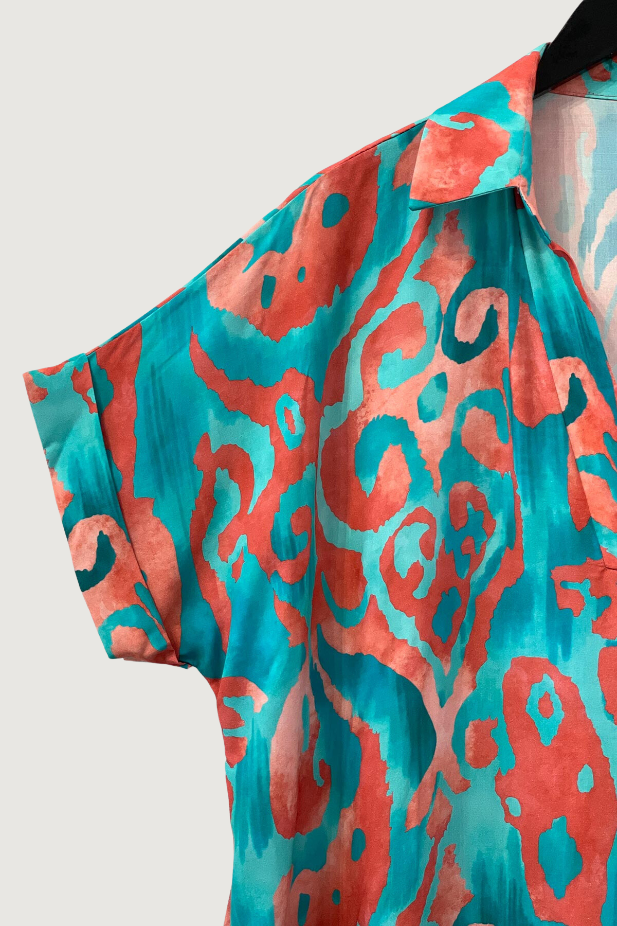 Mia Strada Two Tone Oversized Shift Dress In Turquoise + Coral