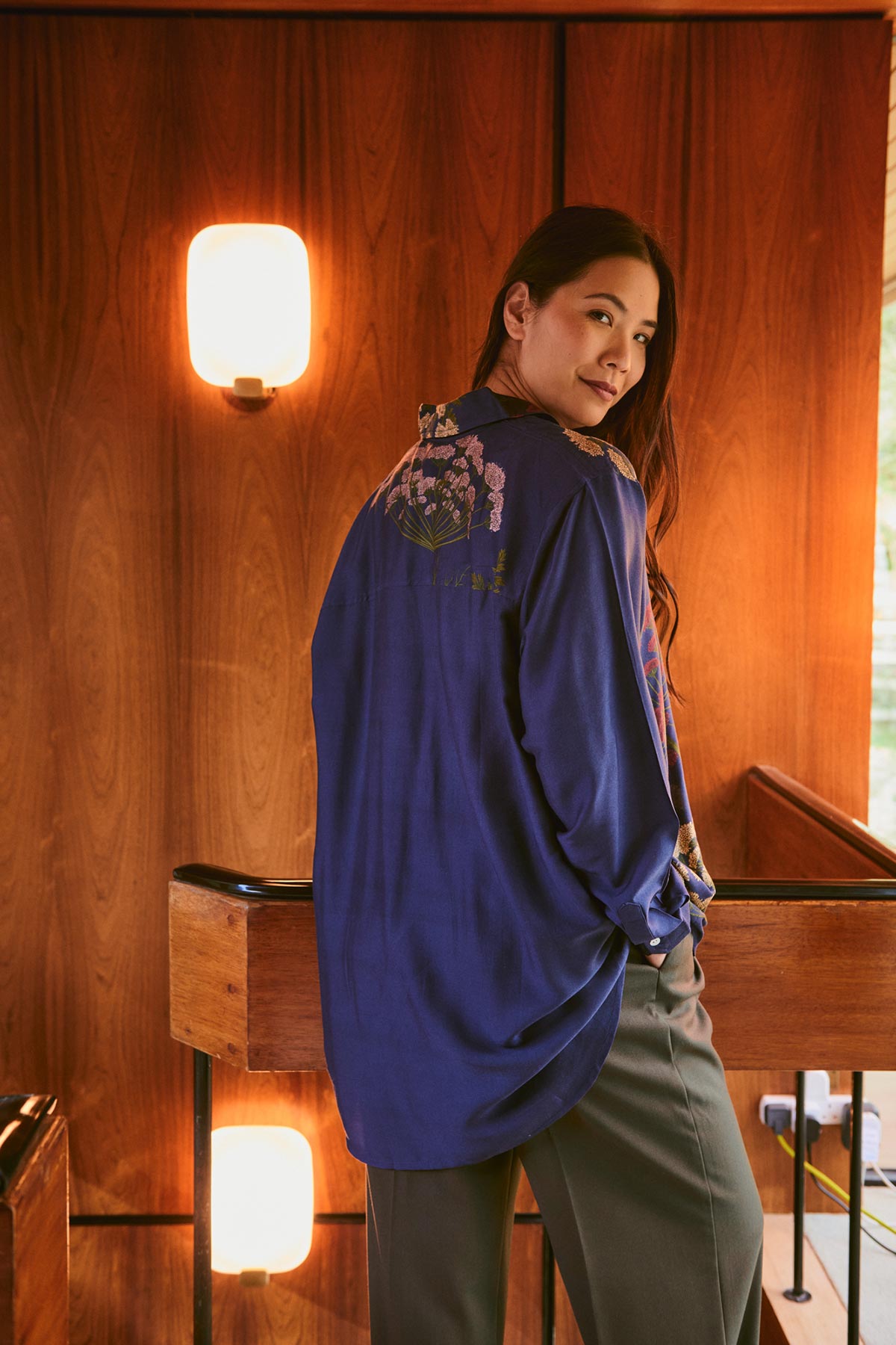 back view of parsley seed print oversized shirt by One Hundred Stars – available at Urban Wild