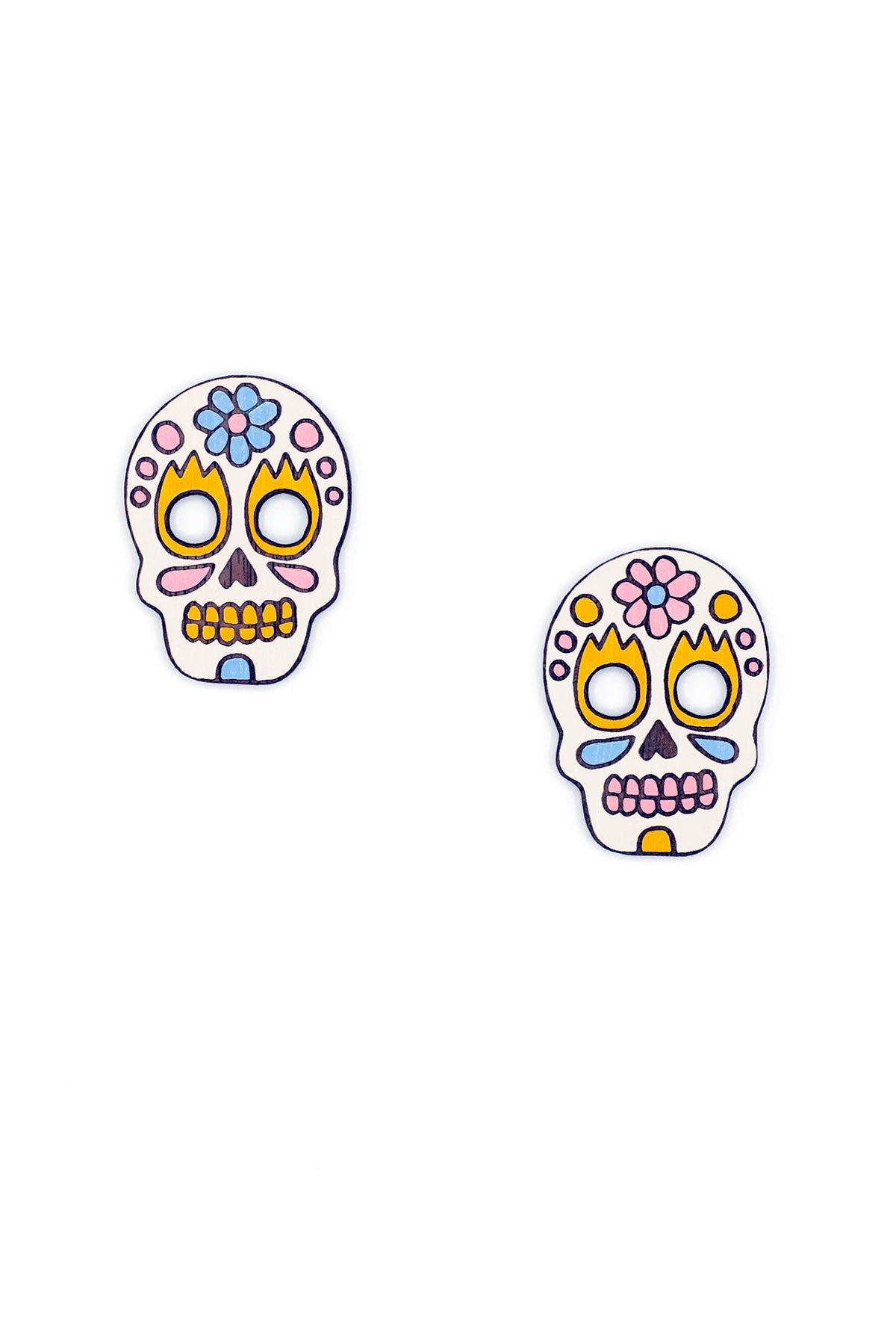 Materia Rica Sweet Catrina Stud Wooden Earrings