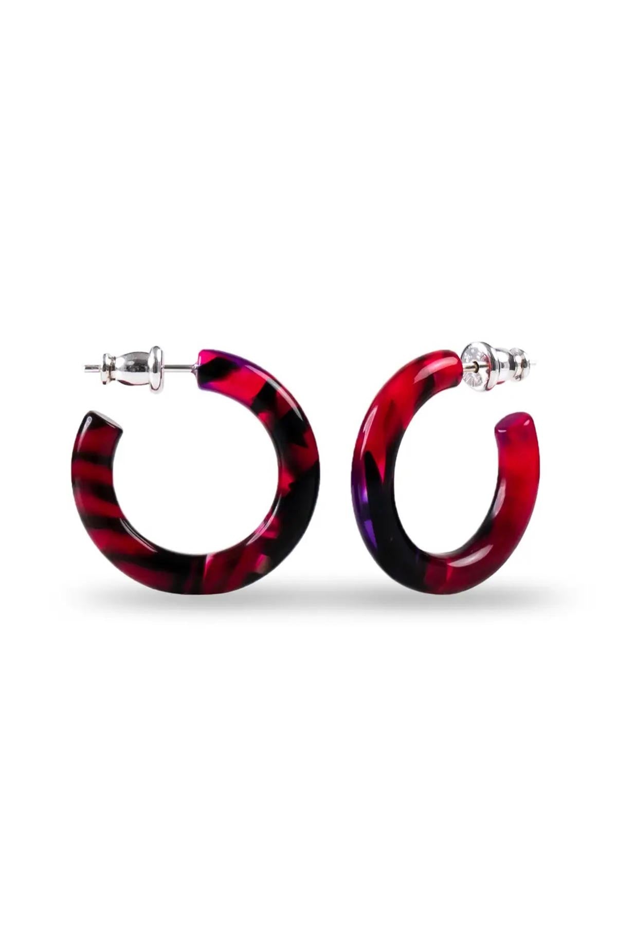 Fenna & Fei Small Acetate Hoops In Rosella