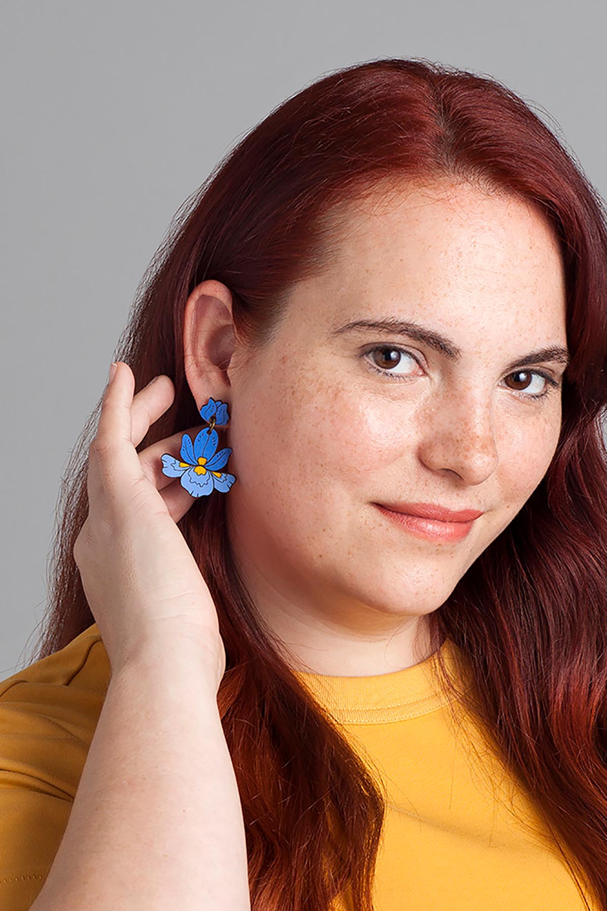 Materia Rica Hanging Lily Stud Wooden Earrings