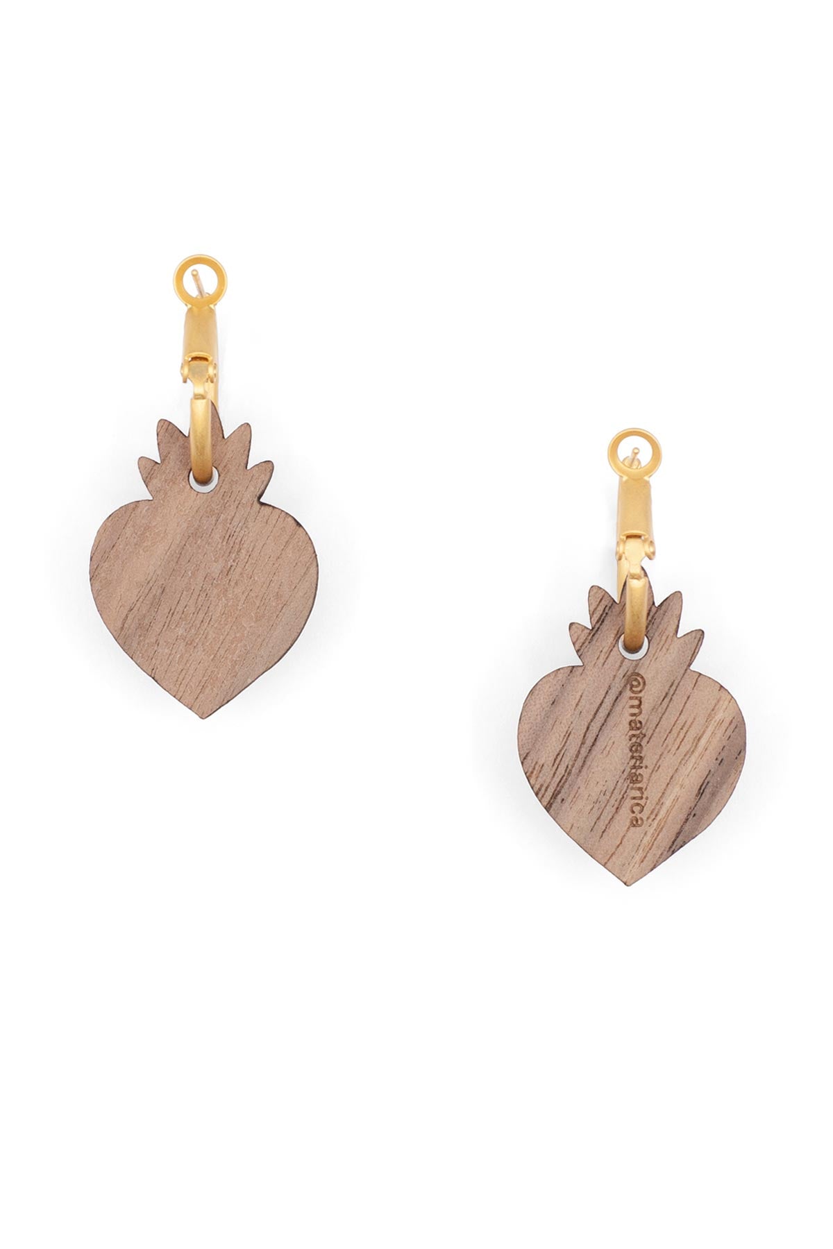 Materia Rica Corazones Drop Hoop Wooden Earrings