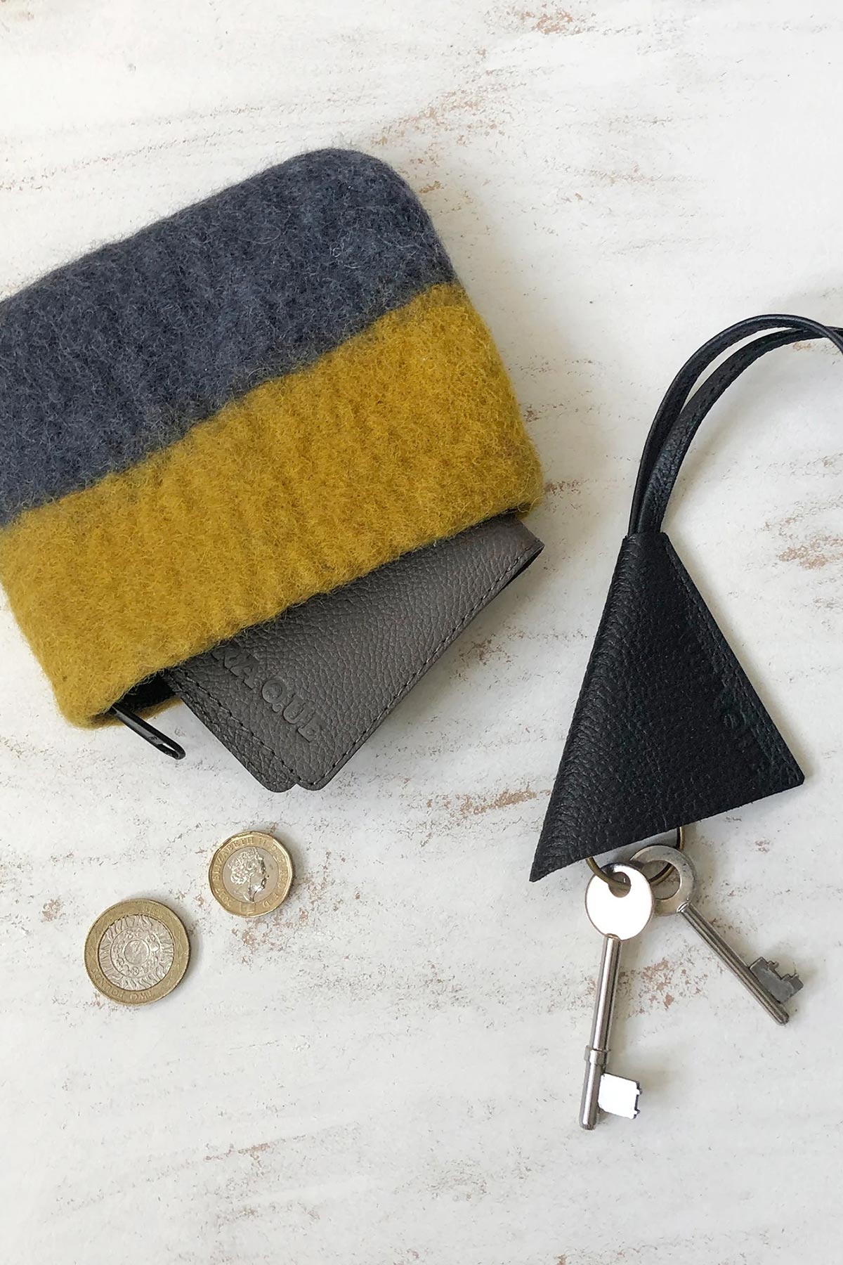 Aura Que Lila Handmade Felt Ombre Two Tone Zip Purse