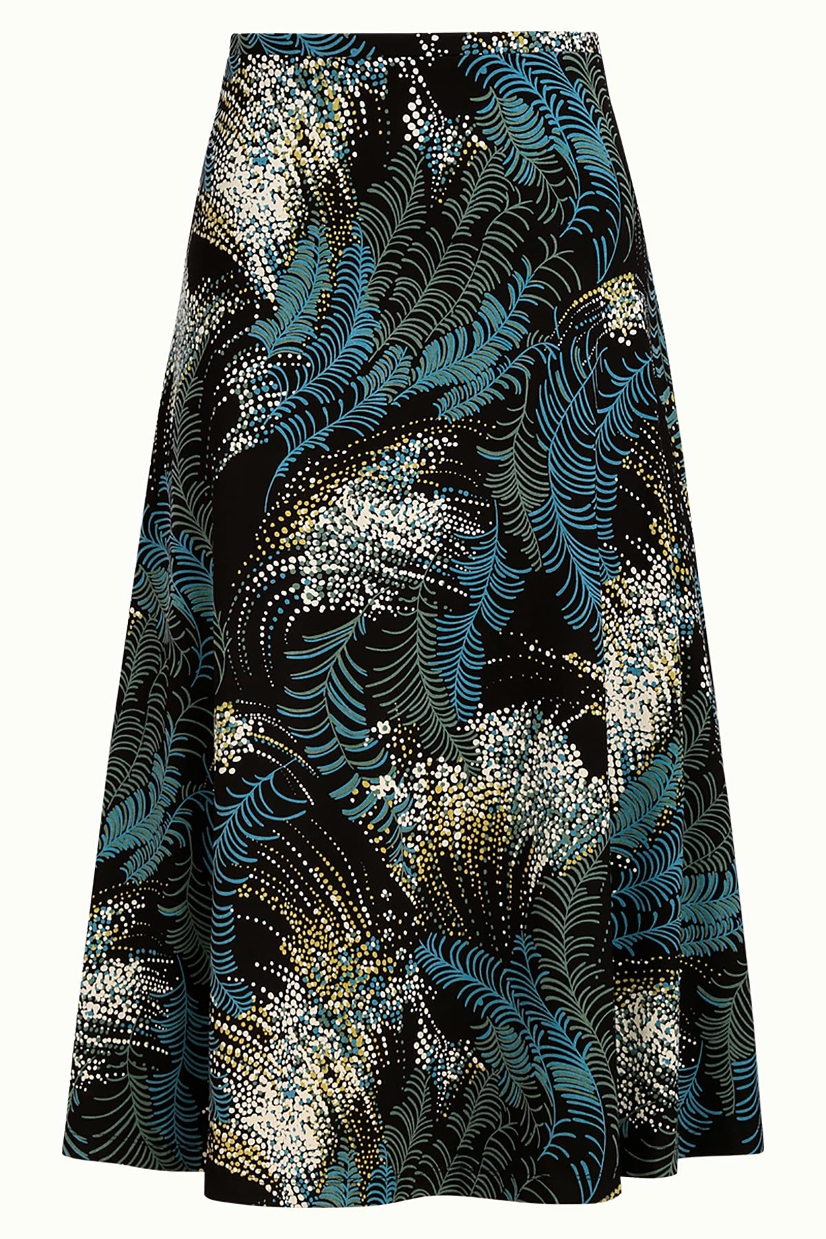 Jersey Midi Dress Elastic Waistband & Stretch Flared Skirt | Black