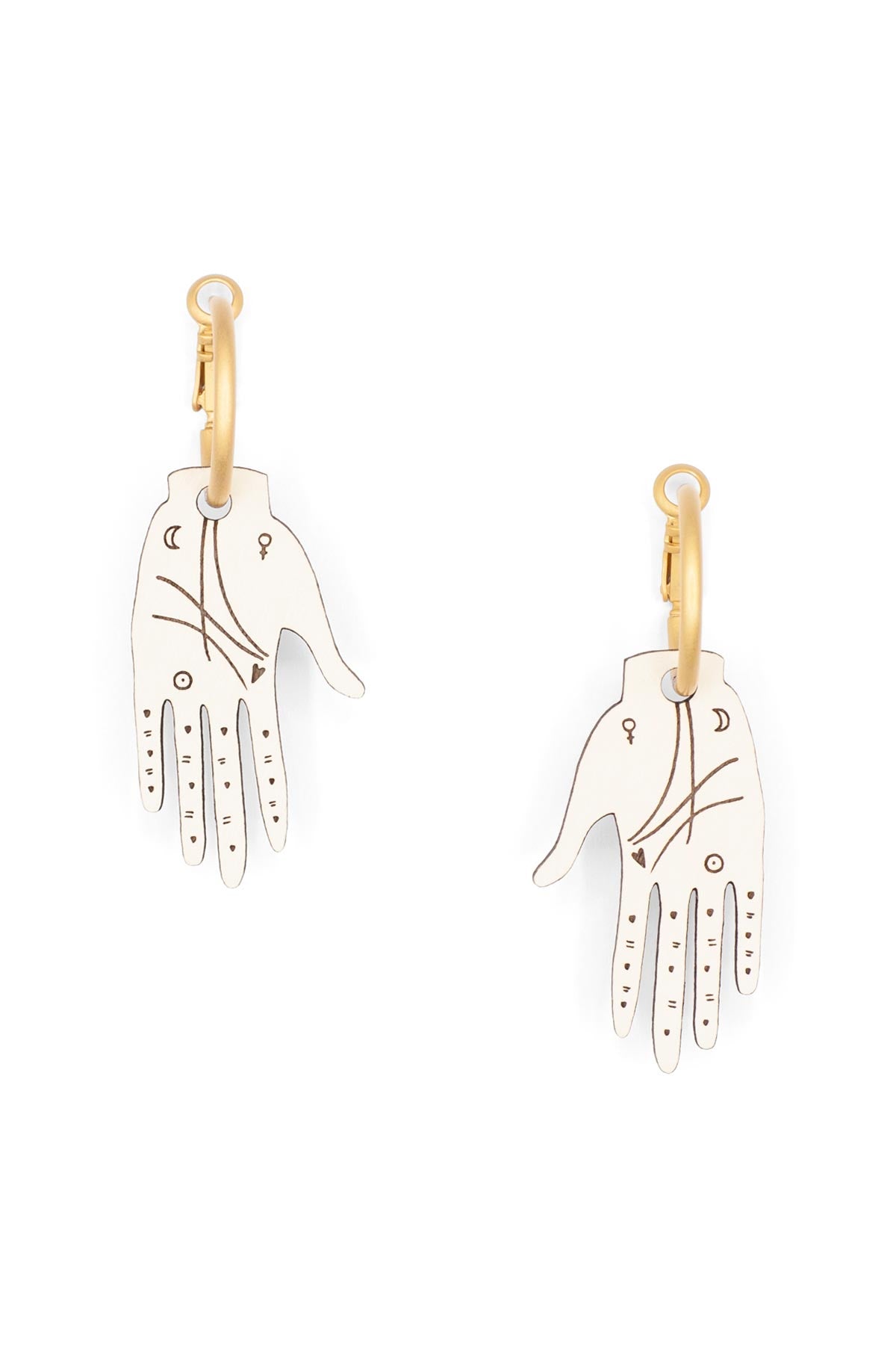 Drop Hoop Wooden Earrings Hand-Painted Lines of life Materia Rica