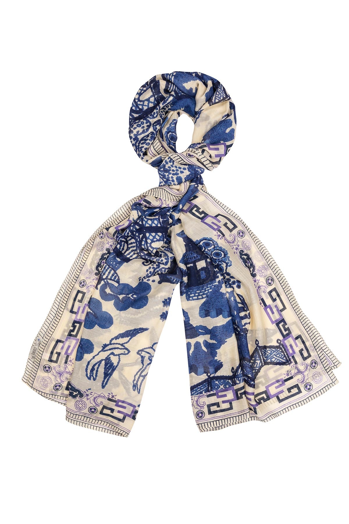 One Hundred Stars Giant Willow Blue Scarf