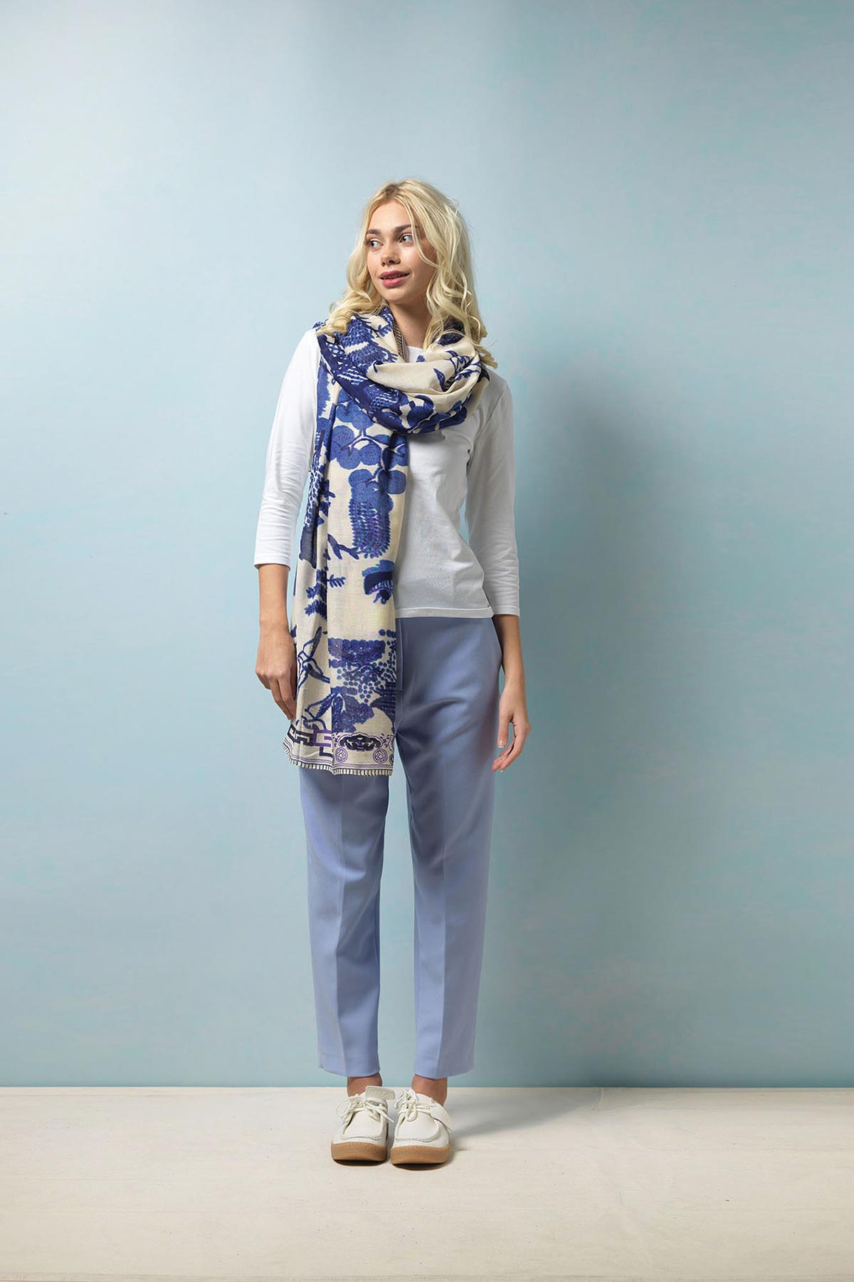 One Hundred Stars Giant Willow Blue Scarf