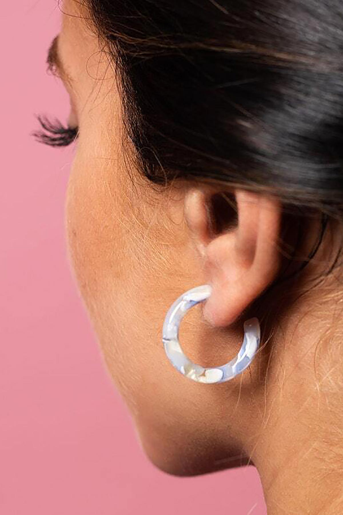 Fenna & Fei Small Acetate Hoops In Ajisai