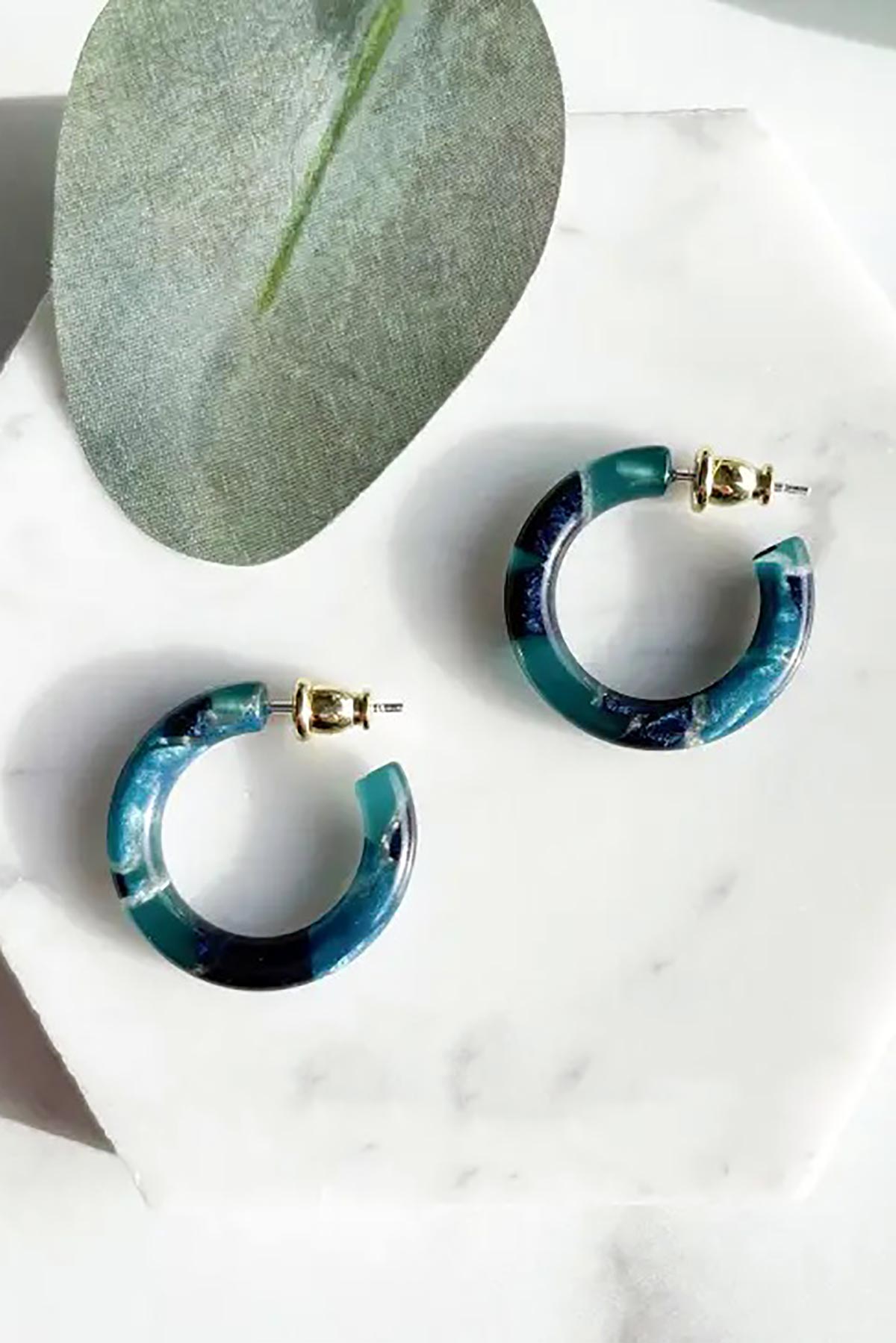Fenna & Fei Small Acetate Hoops In Cerulean