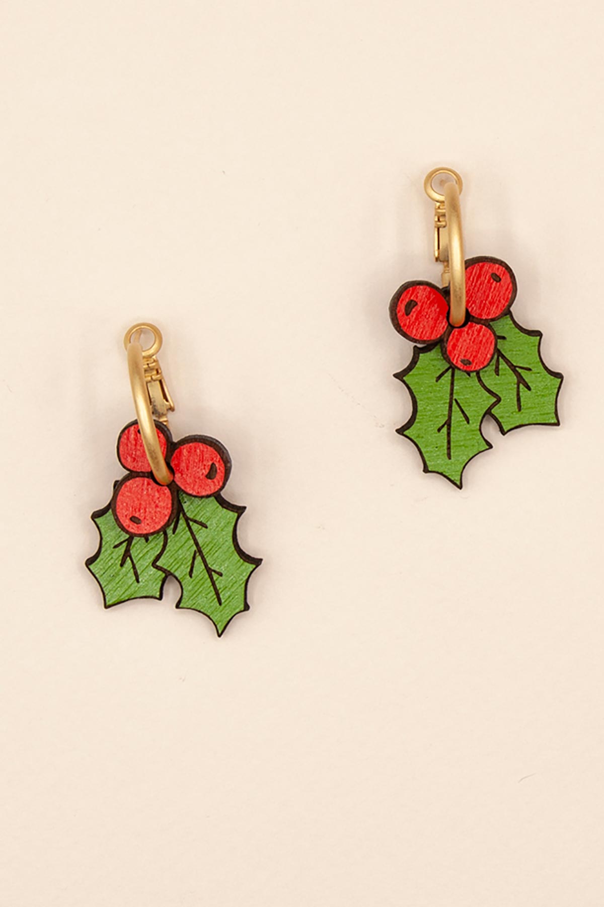 Materia Rica Holly Hoop Wooden Earrings