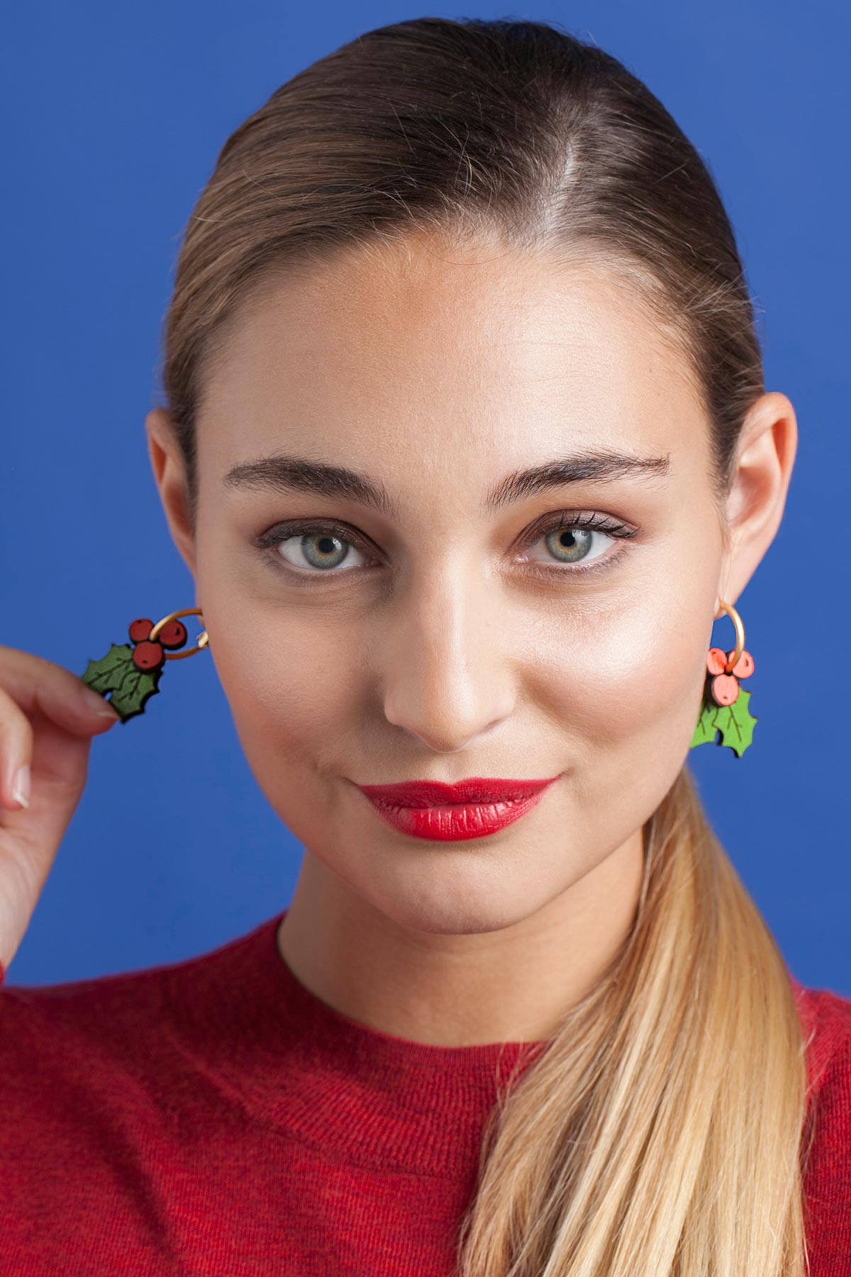 Materia Rica Holly Hoop Wooden Earrings