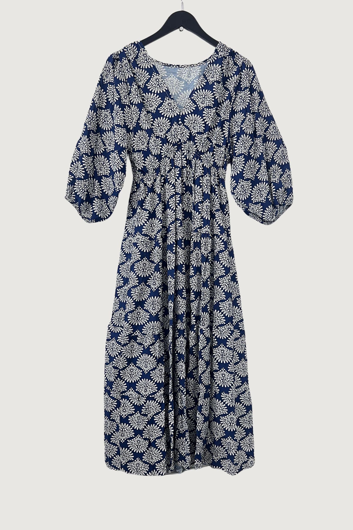 Mia Strada London Abstract Dandelion Midi Dress In Navy Blue