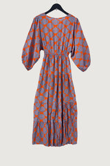 Mia Strada London Abstract Dandelion Midi Dress In Orange