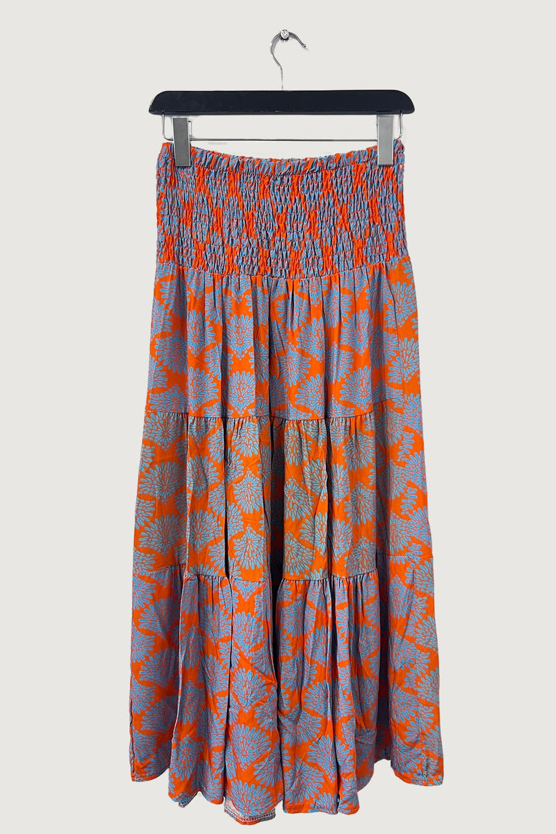 Mia Strada London Abstract Dandelion Skirt Dress In Orange