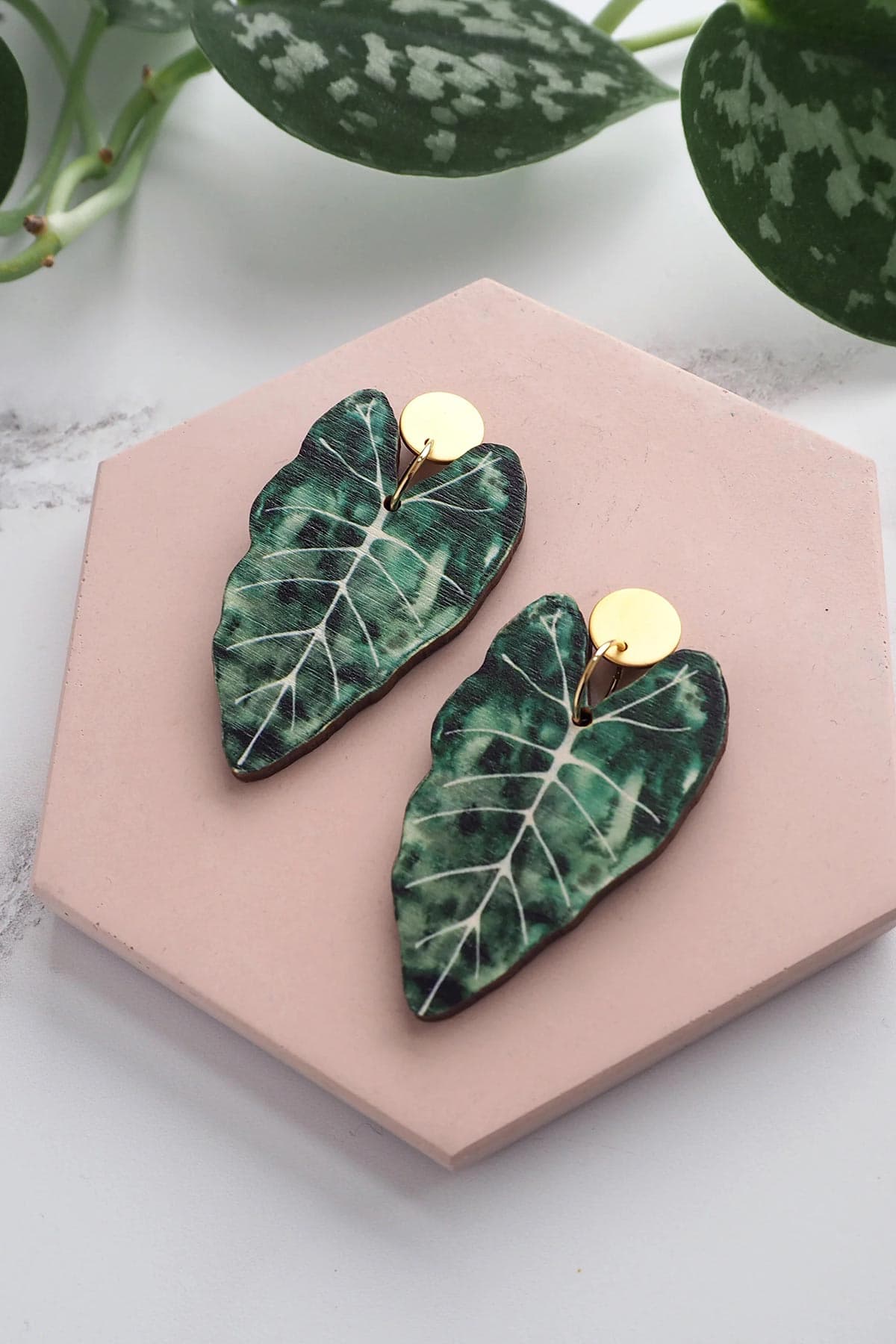 Mica Peet Alocasia Plant Drop Earrings