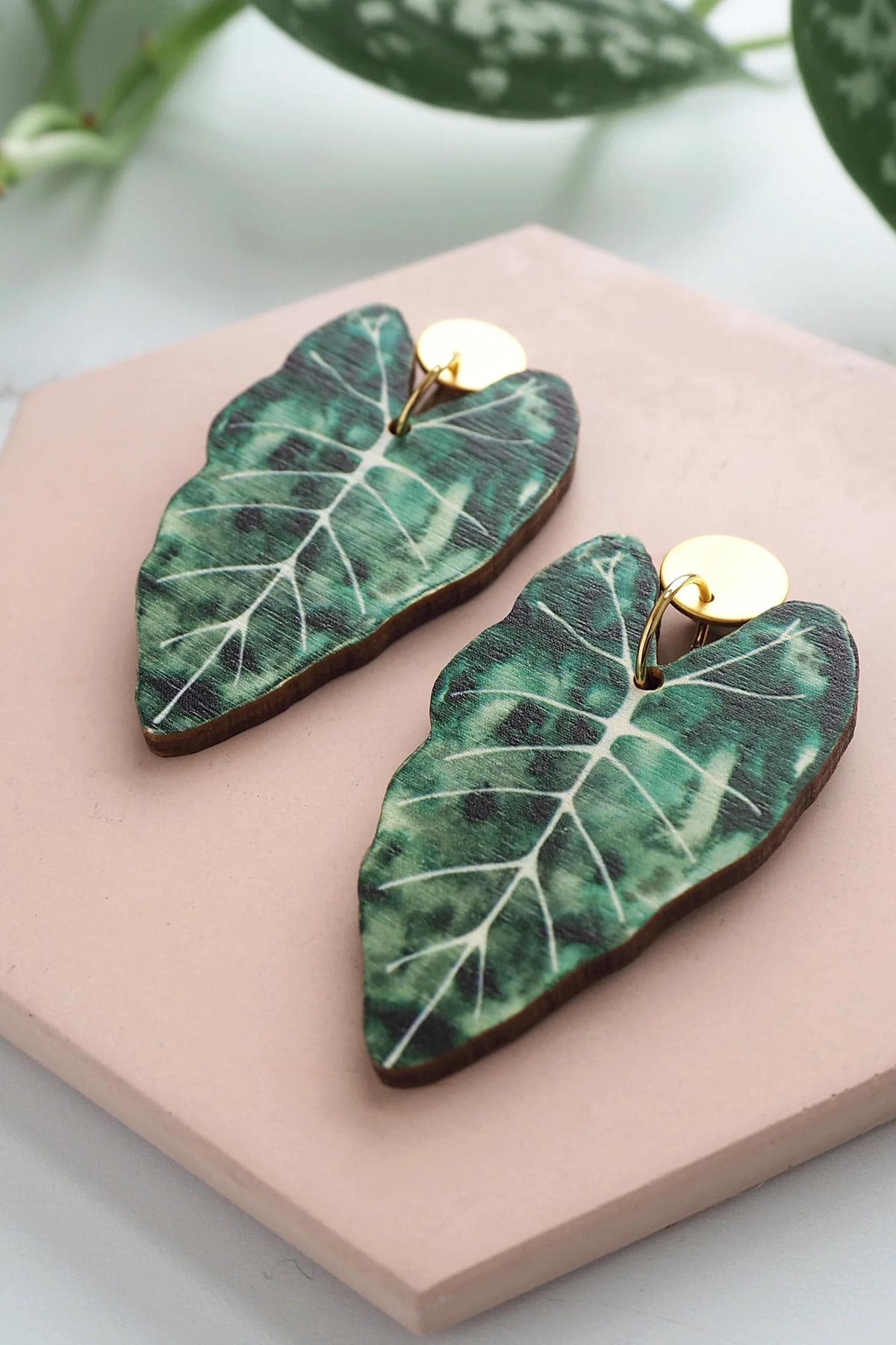 Mica Peet Alocasia Plant Drop Earrings