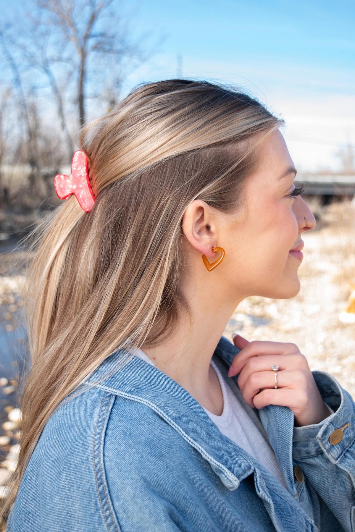 Fenna And Few Amber Mini Heart Hoops