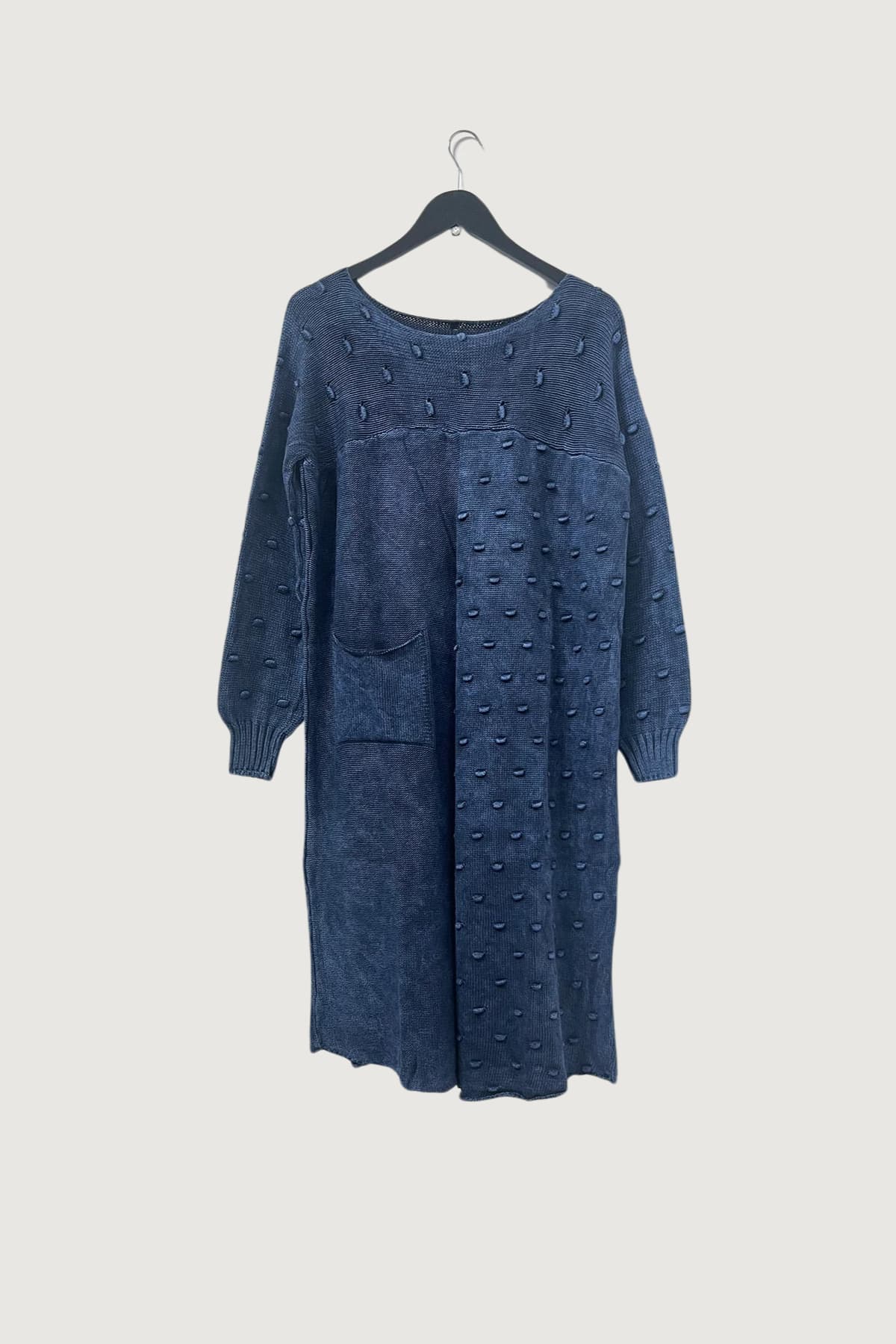 Mia Strada London Asymmetric Cotton Knitted Tunic In Blue