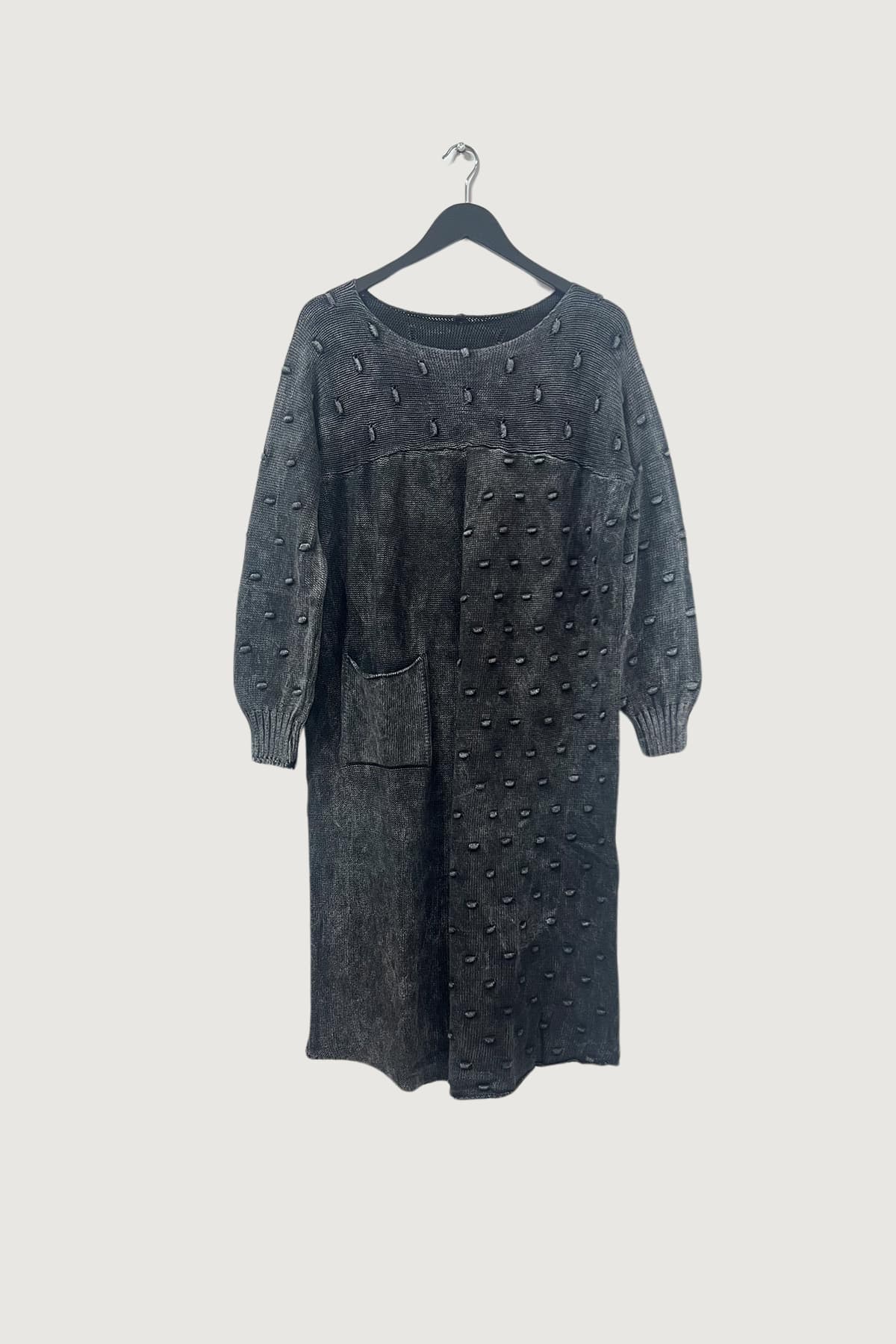 Mia Strada London Asymmetric Cotton Knitted Tunic In Charcoal