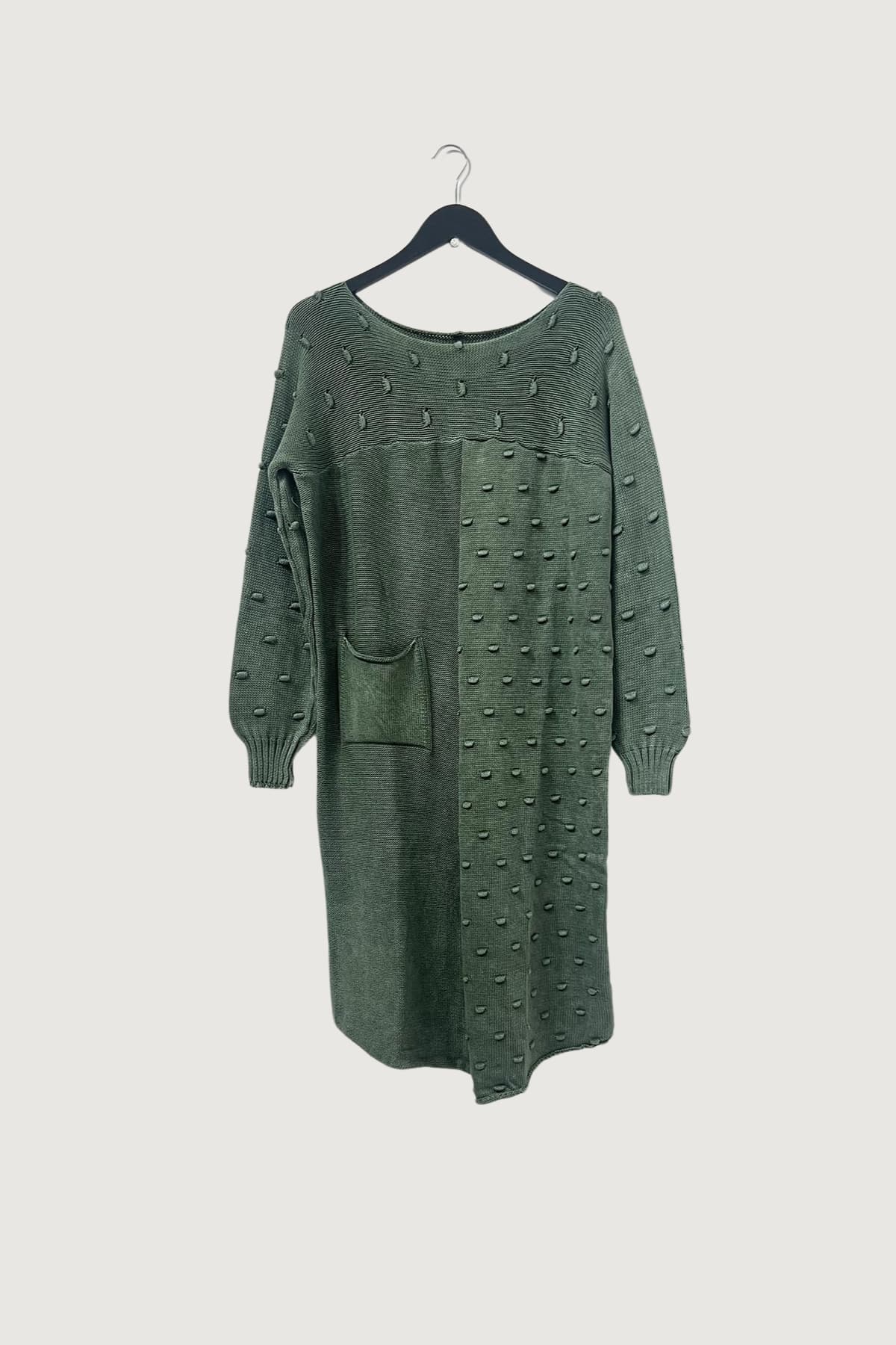 Mia Strada London Asymmetric Cotton Knitted Tunic In Green