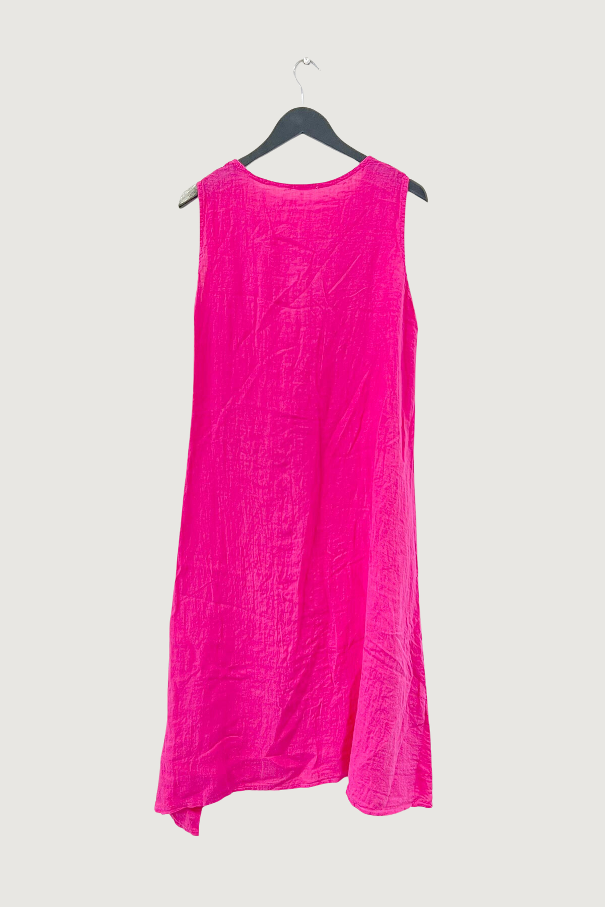 Mia Strada Asymmetric Tie Linen Midi Dress in Fuchsia