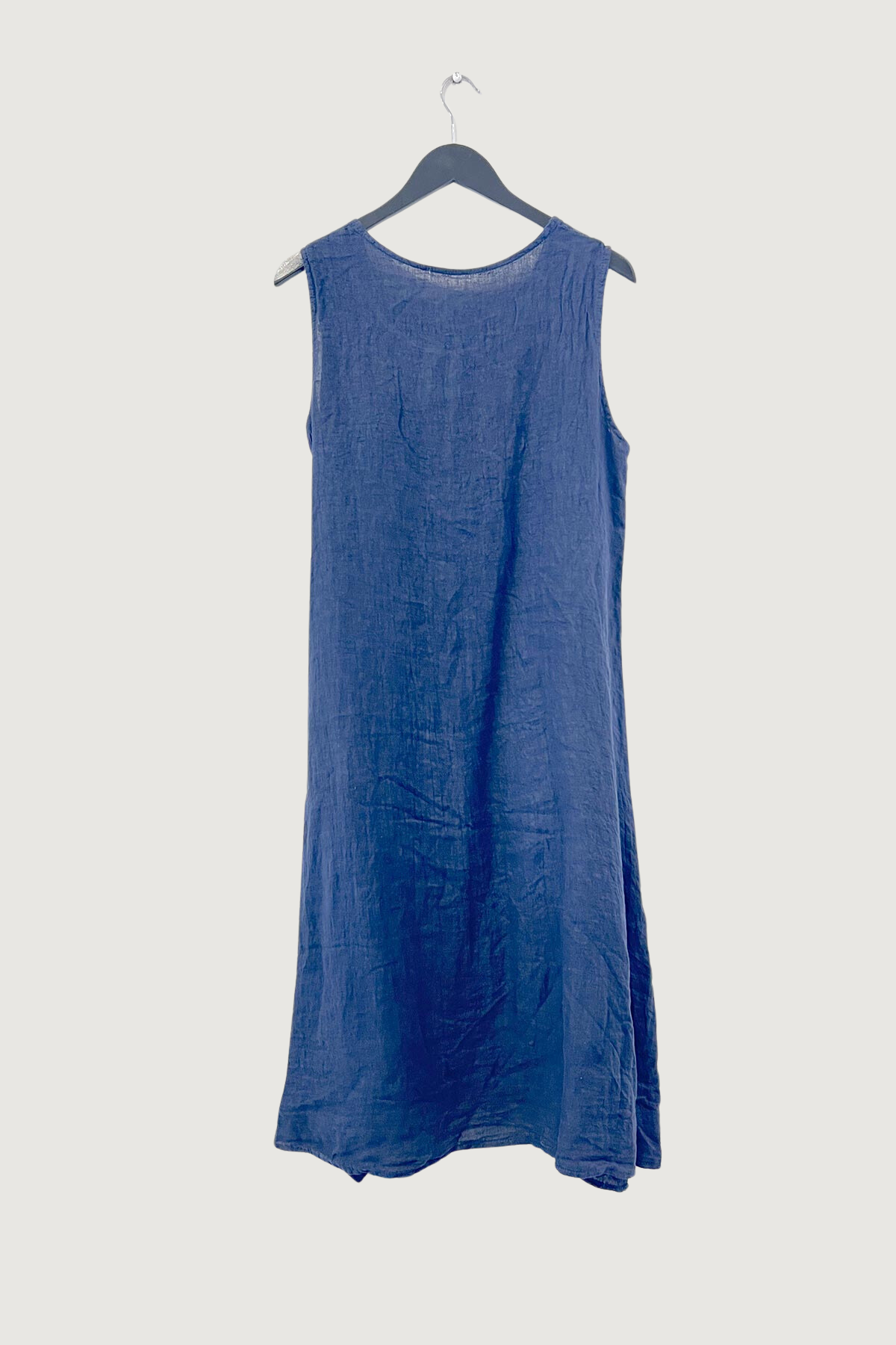 Mia Strada Asymmetric Tie Linen Midi Dress in Navy