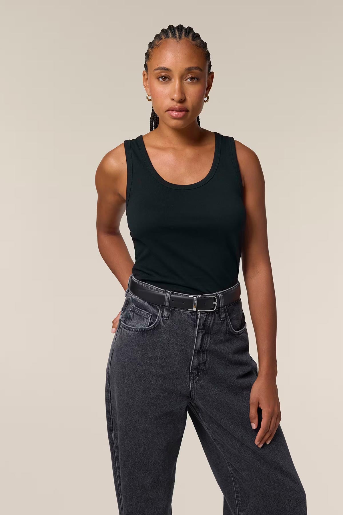 Mia Strada London Ava Organic Fitted Tank Top In Black