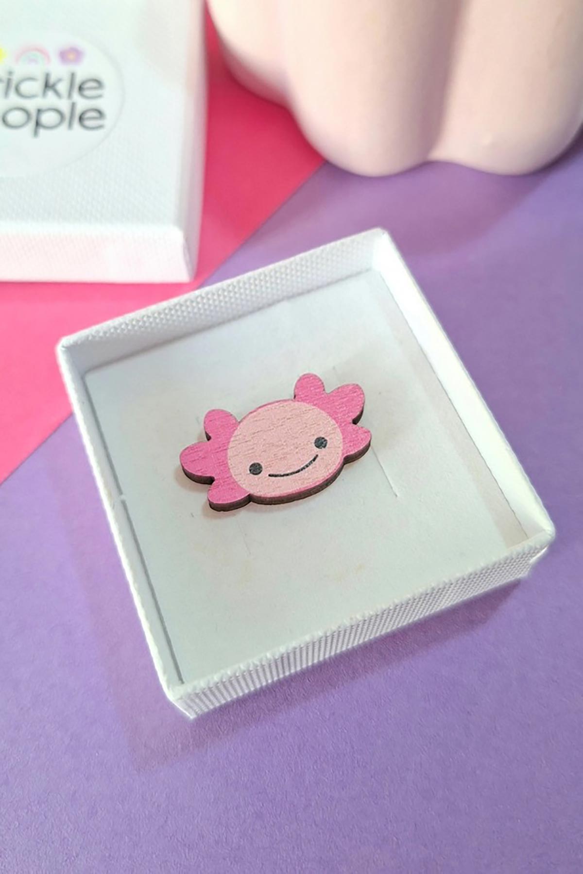 Prickle People Axolotl Wooden Pin Brooch