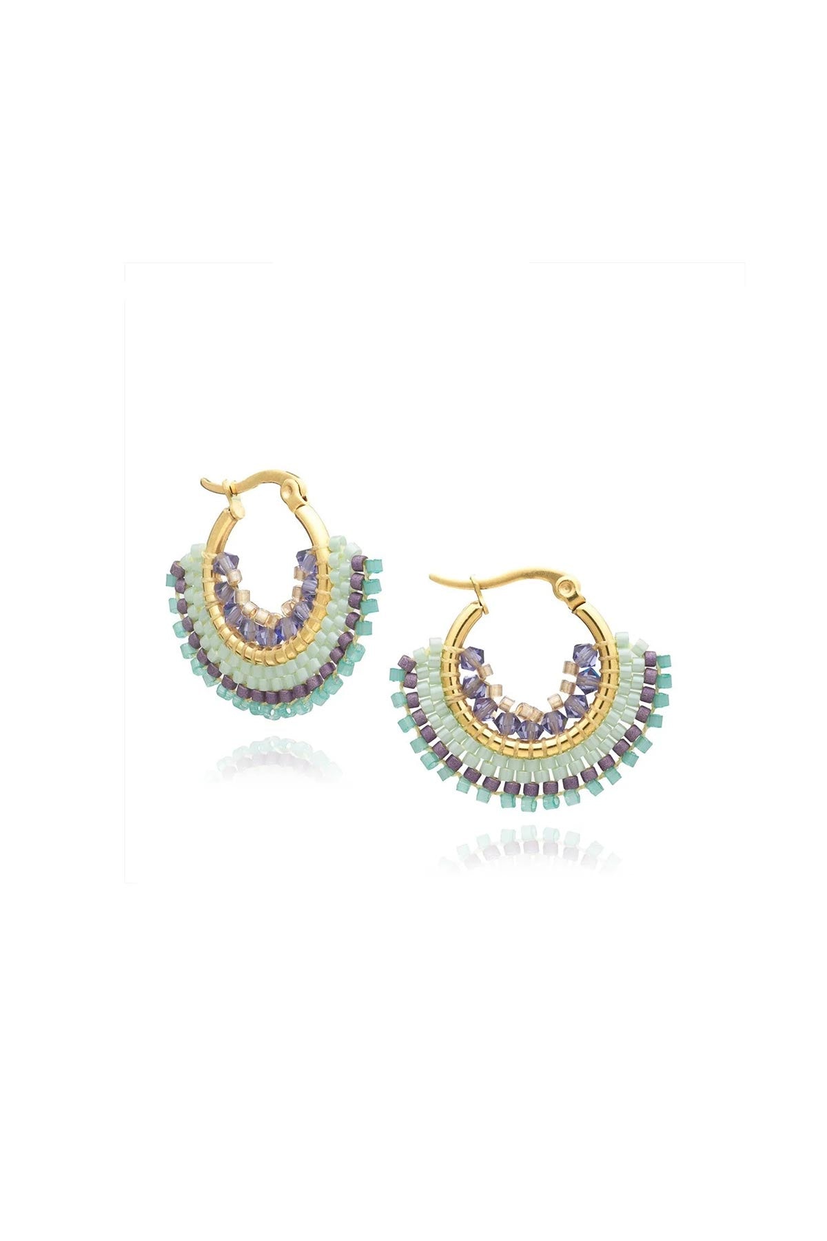 Azuni London Achi Crystal Hoop & Bead Earrings | Chameleon