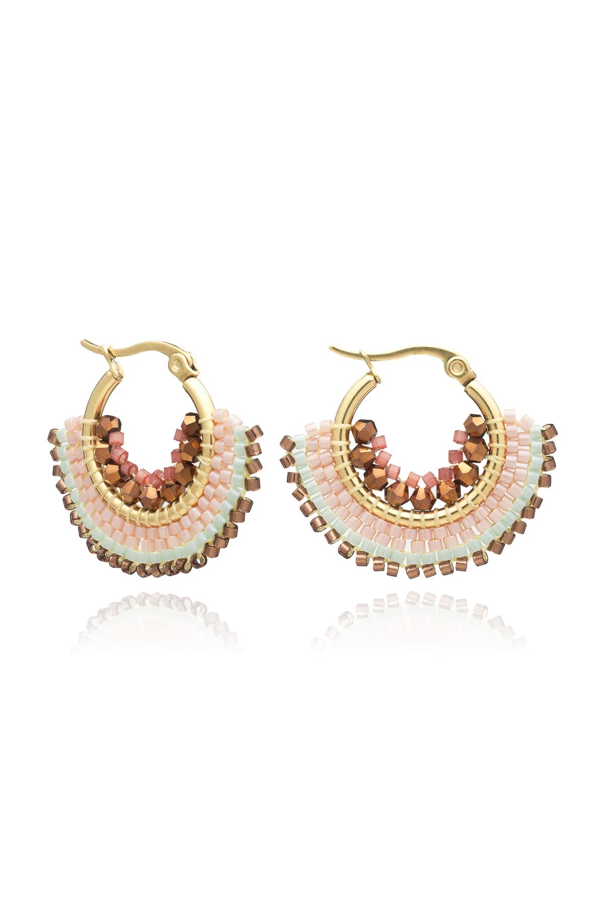 Azuni London Achi Crystal Hoop & Bead Earrings | Orchid