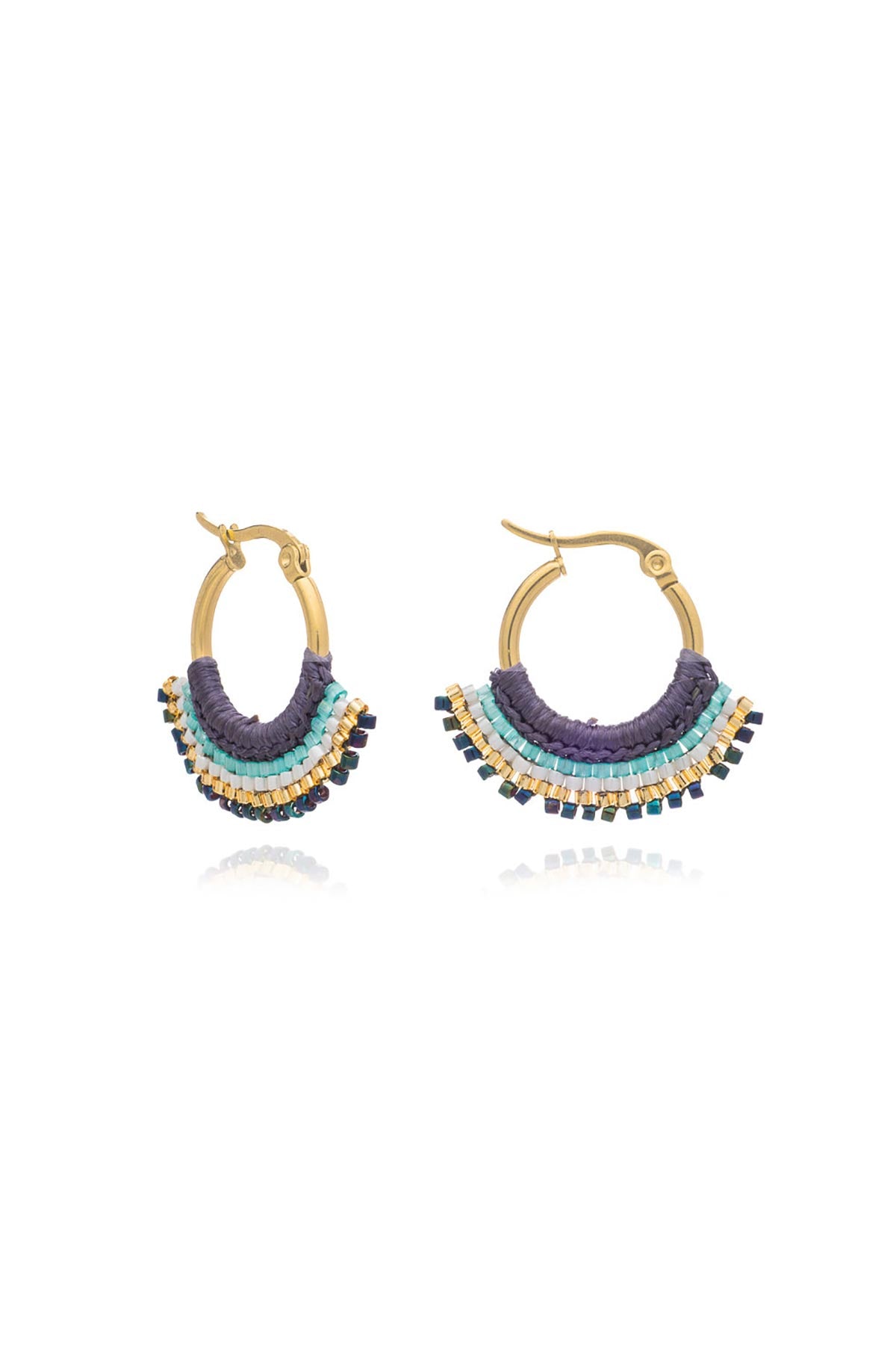 Azuni London Carmen Bead & Crochet Small Hoop Earrings | Tulum