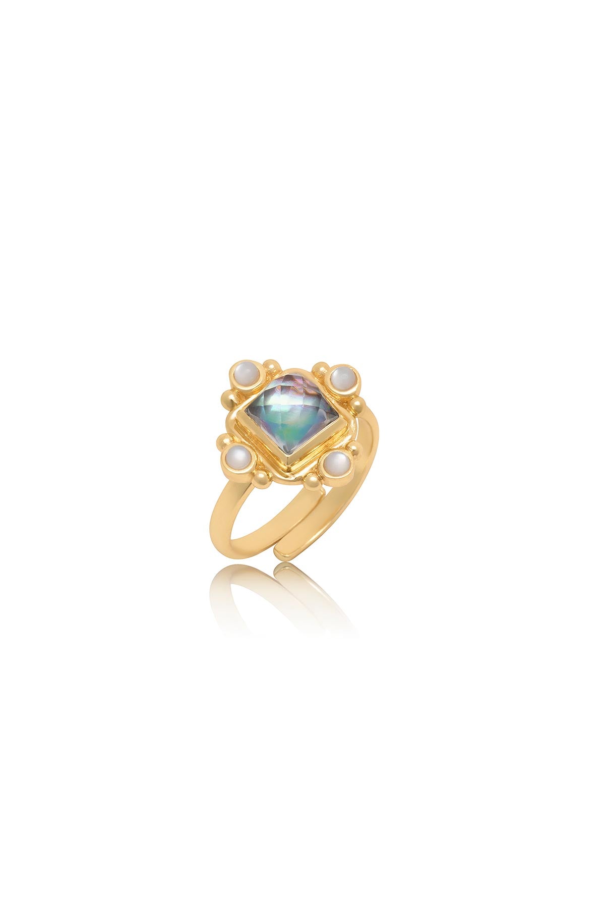 Azuni London Helena Five Stone Cocktail Ring Abalone