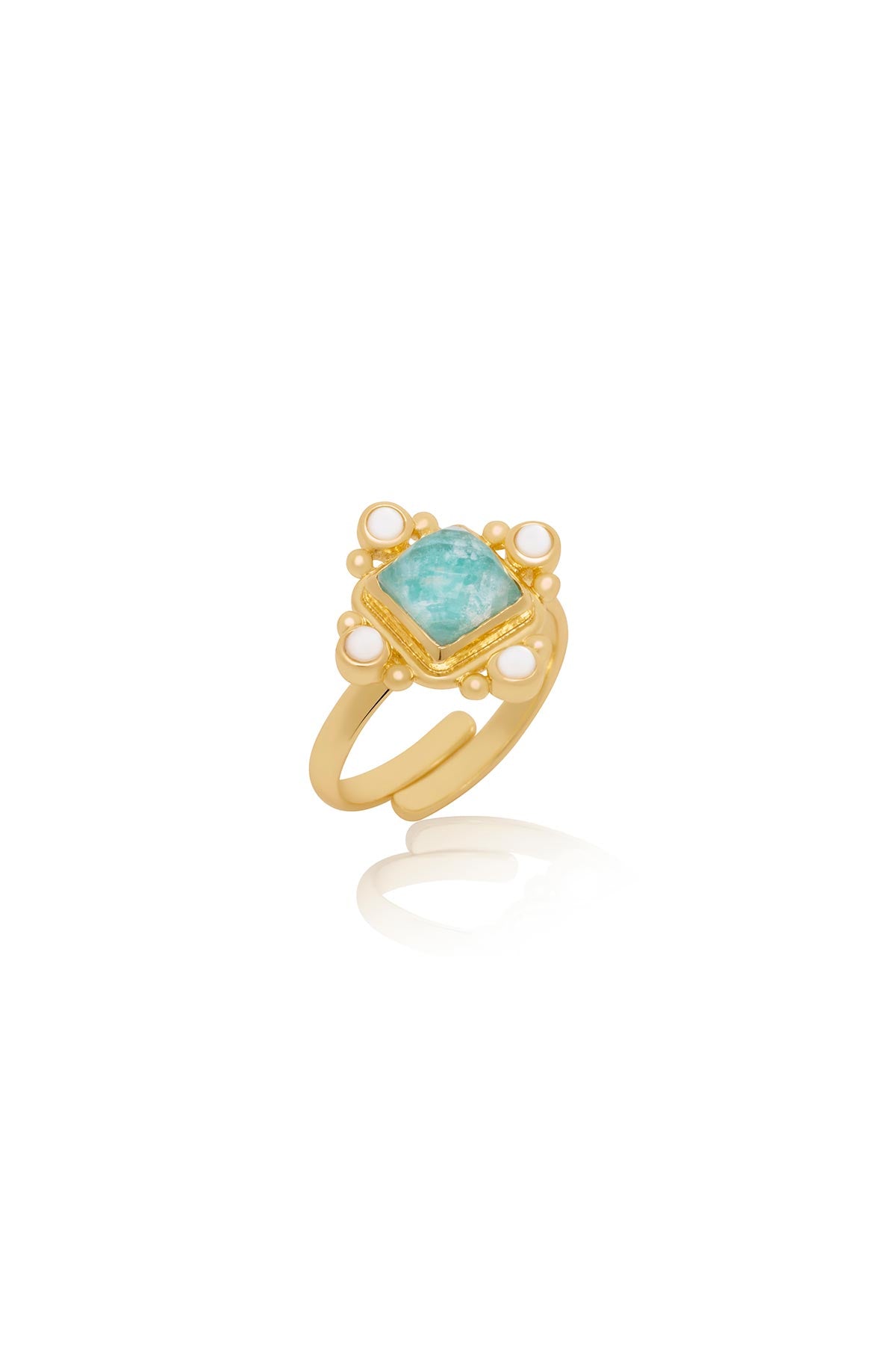 Azuni London Helena Five Stone Cocktail Ring Amazonite