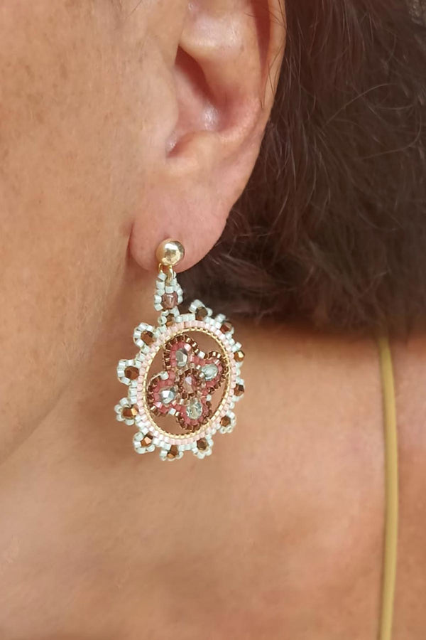 Azuni London Shani Ornate Bead Hoop Earrings | Orchid