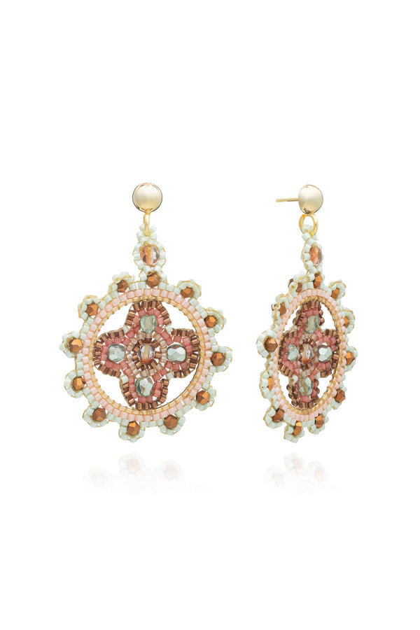 Azuni London Shani Ornate Bead Hoop Earrings | Orchid