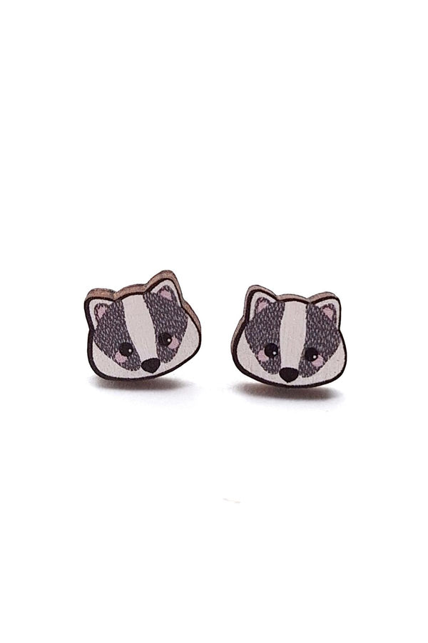 Prickle People Badger Wooden Stud Earrings