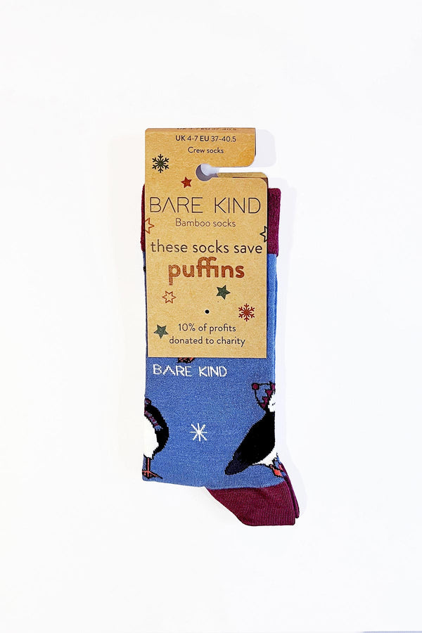 Bare Kind Christmas Save The Puffins Bamboo Socks