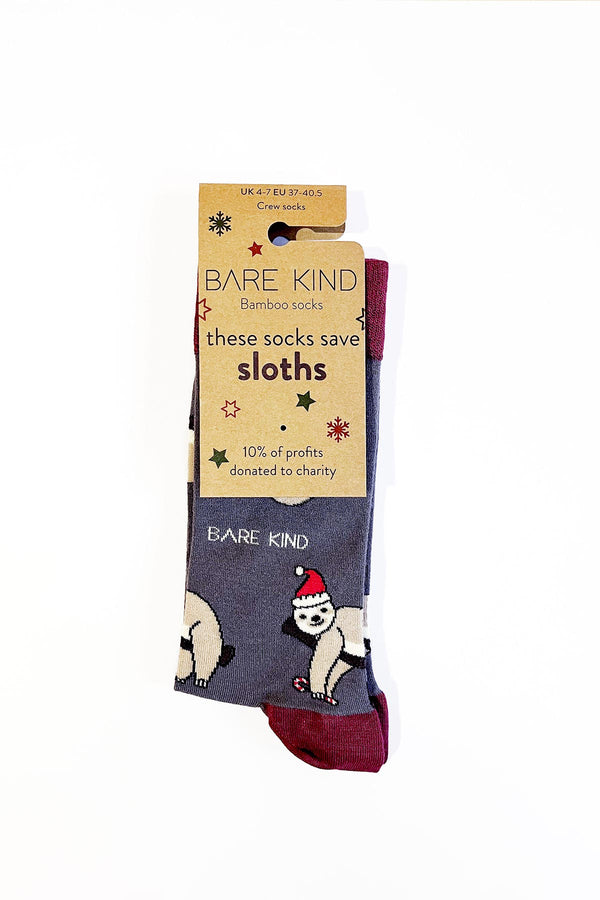 Bare Kind Christmas Save The Sloths Bamboo Socks