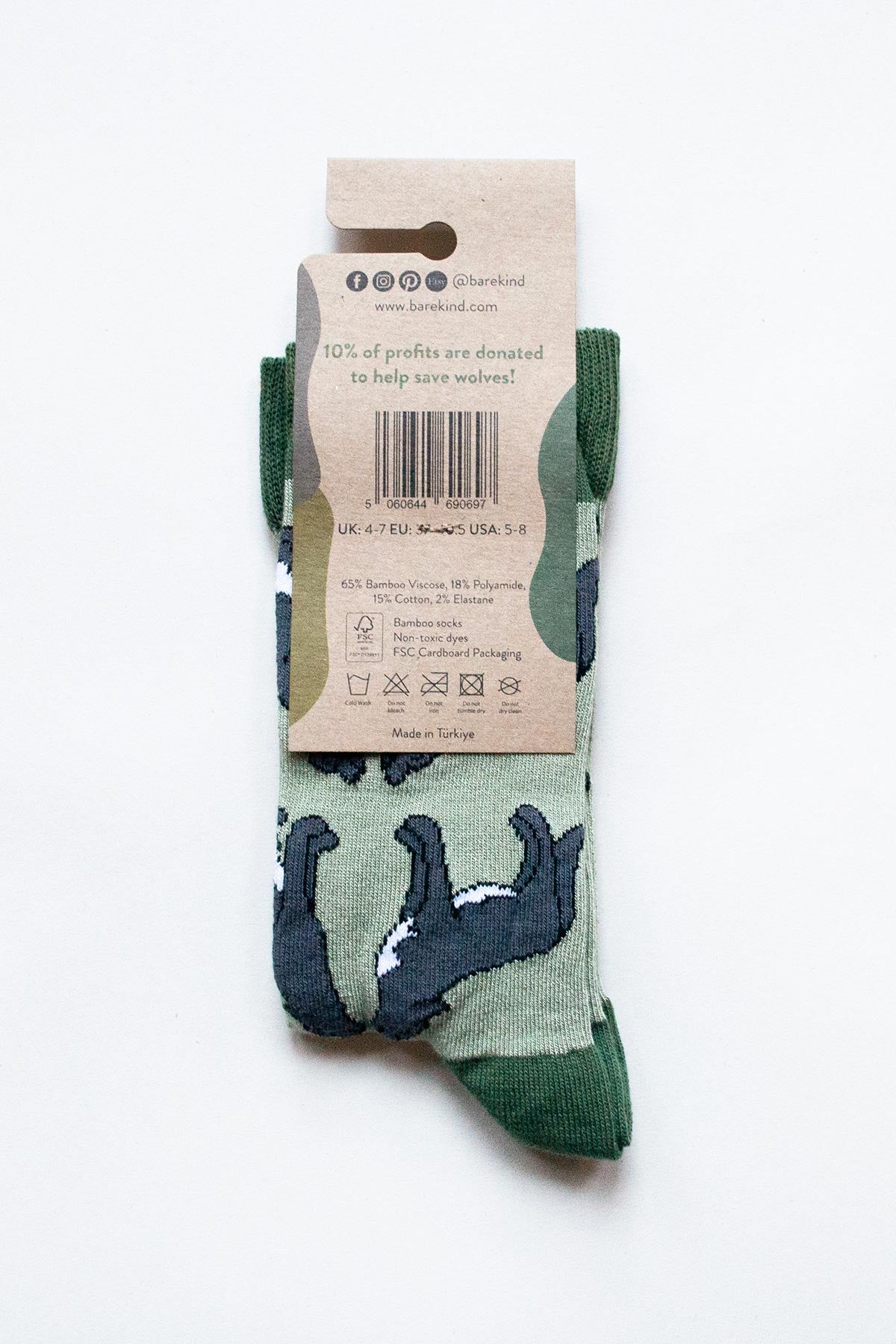 Bare Kind Save The Wolves Bamboo Socks