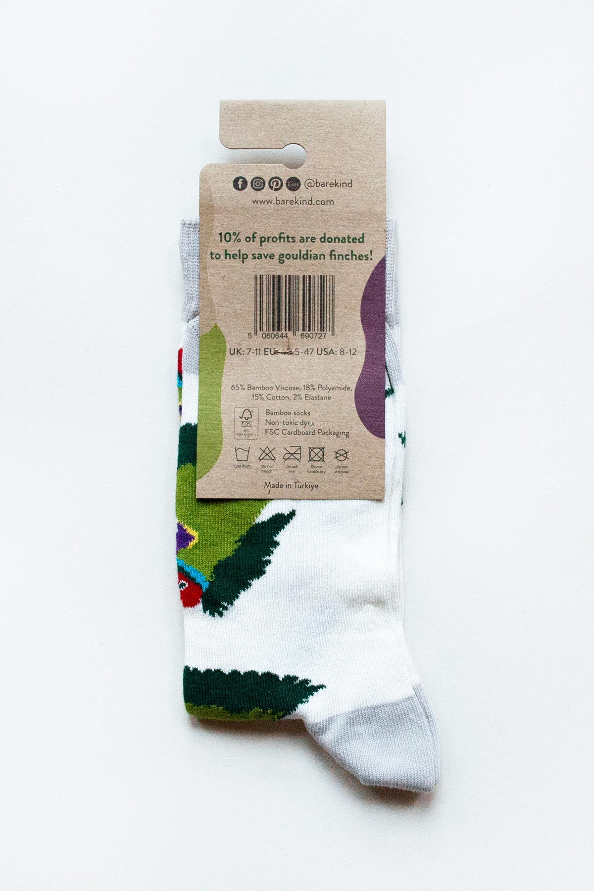 Bare Kind Save the Gouldian Finches Bamboo Socks