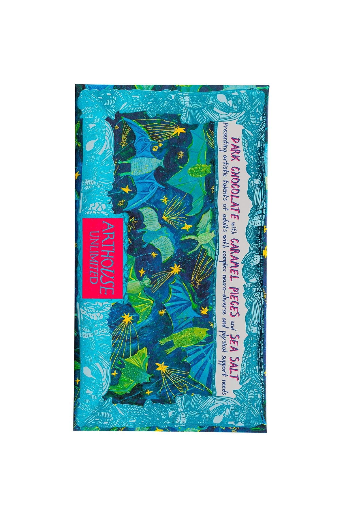 Arthouse Unlimited Bat Mates Dark Chocolate Bar With Caramel Pieces & Sea Salt
