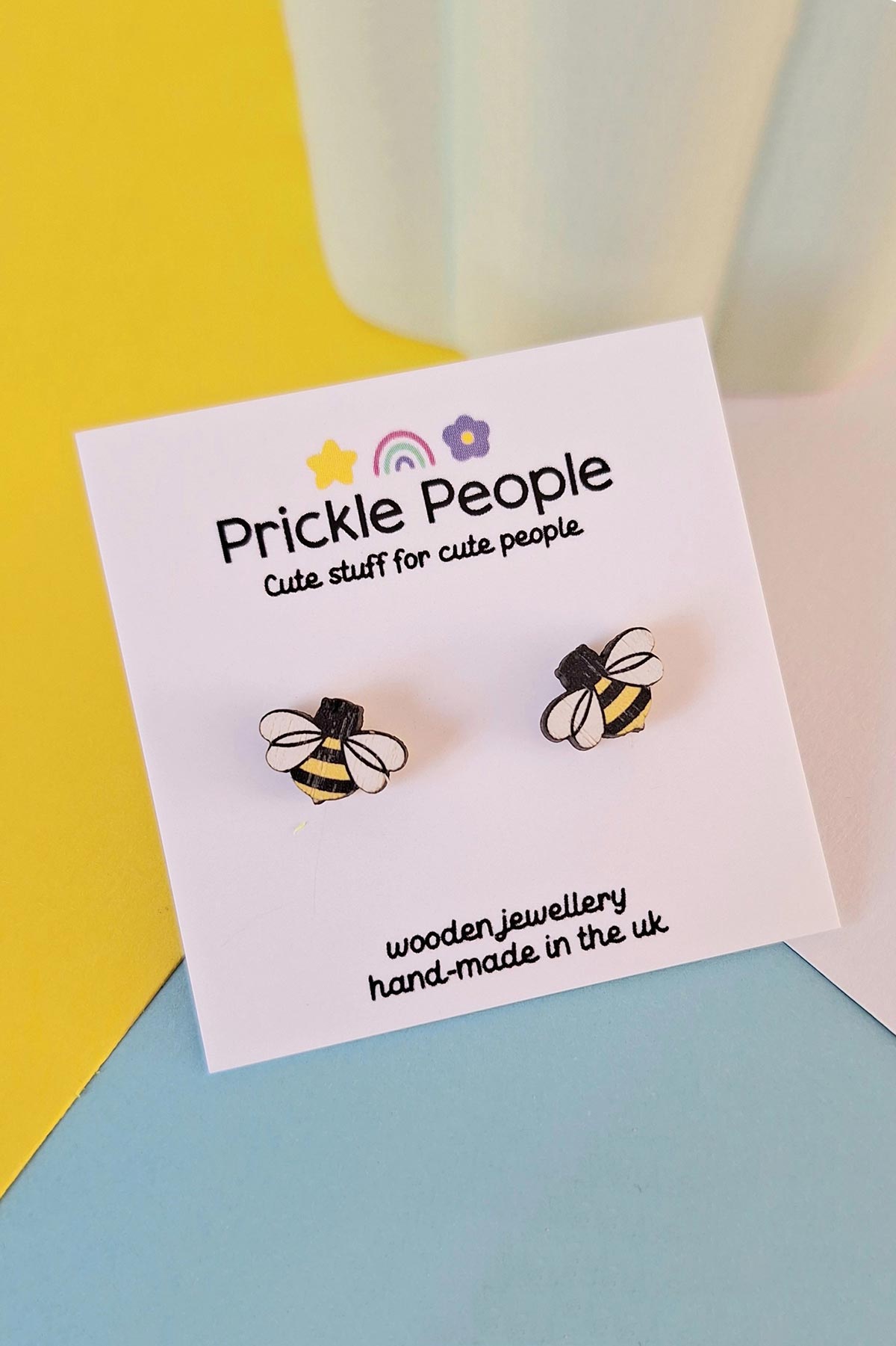 Prickle People Bee Wooden Stud Earrings