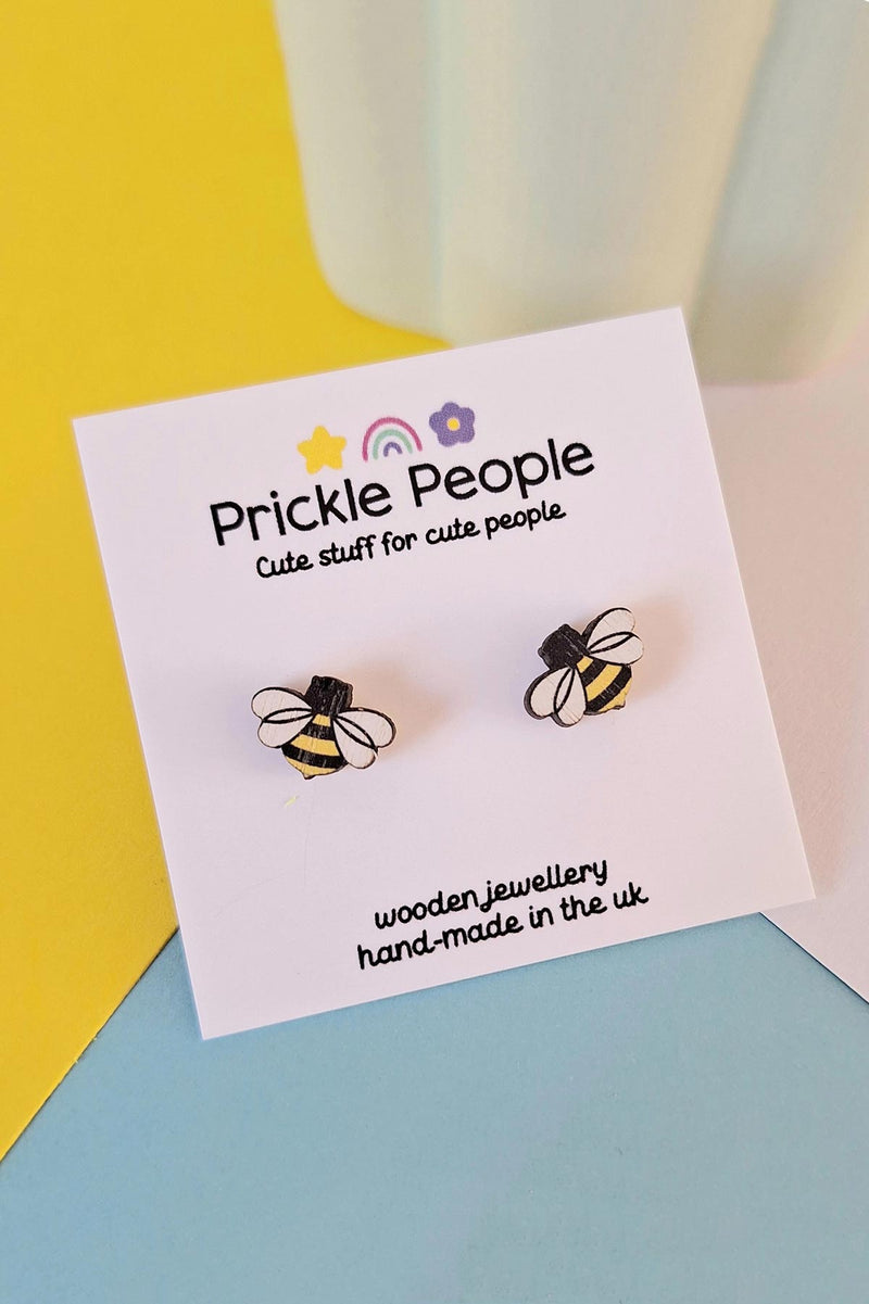 Prickle People Bee Wooden Stud Earrings