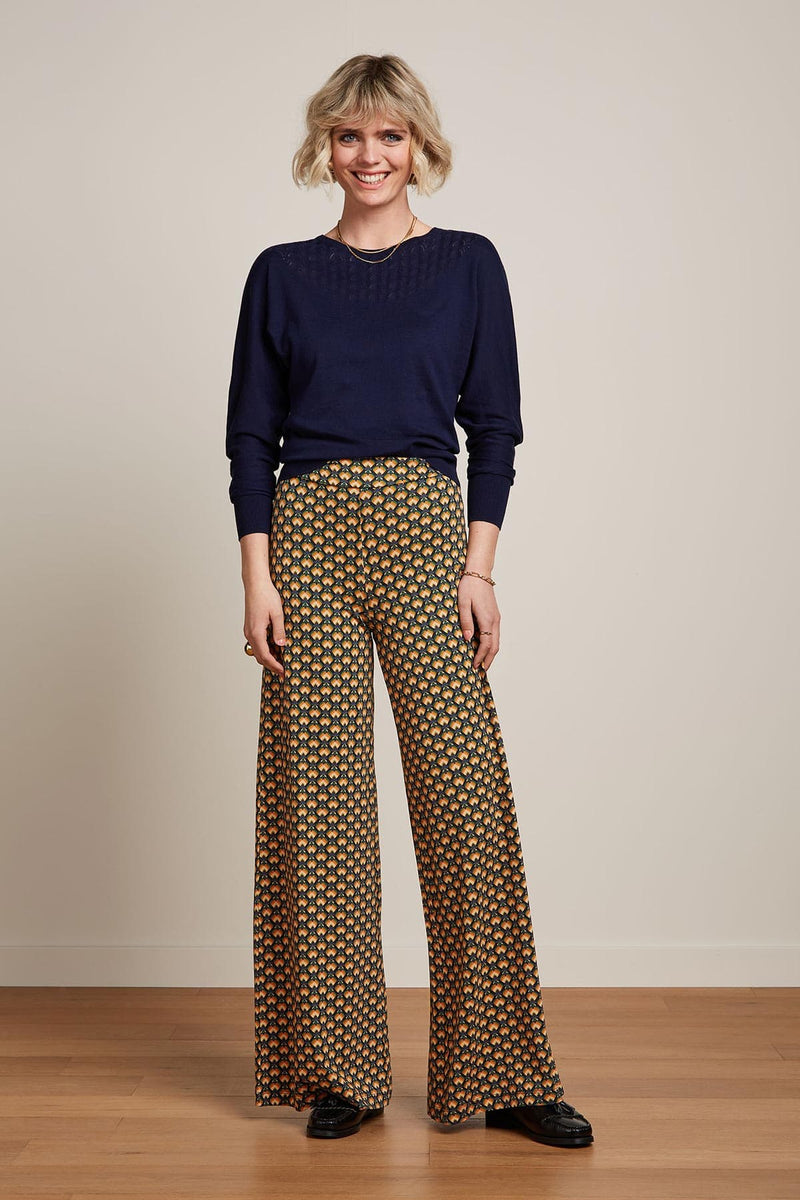 King Louie Border Palazzo Pants Valet In Streeple Blue