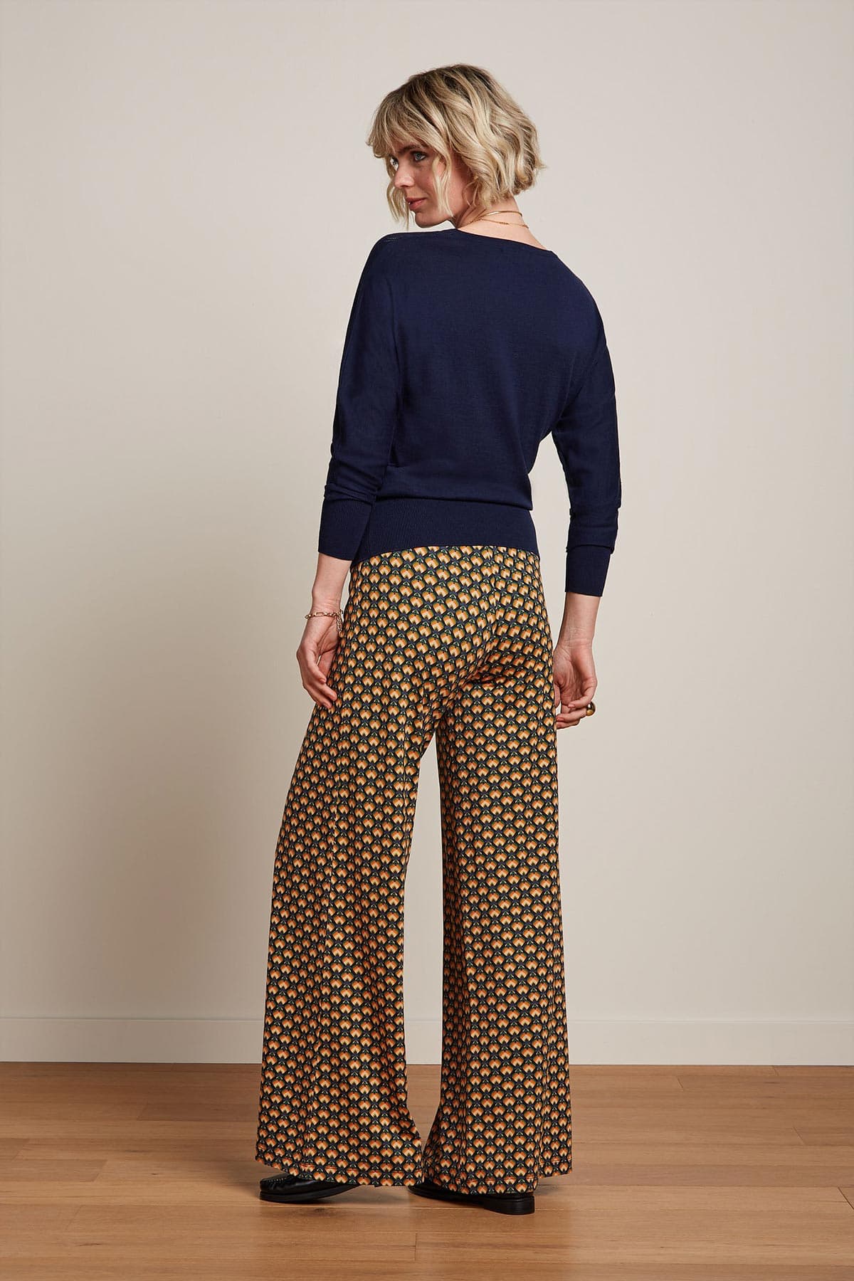 King Louie Border Palazzo Pants Valet In Streeple Blue