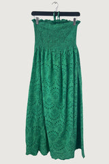 Mia Strada London Broderie Anglaise Strapless Summer Dress In Green