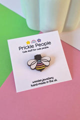 Prickle People Bumble Bee Wooden Pin Brooch