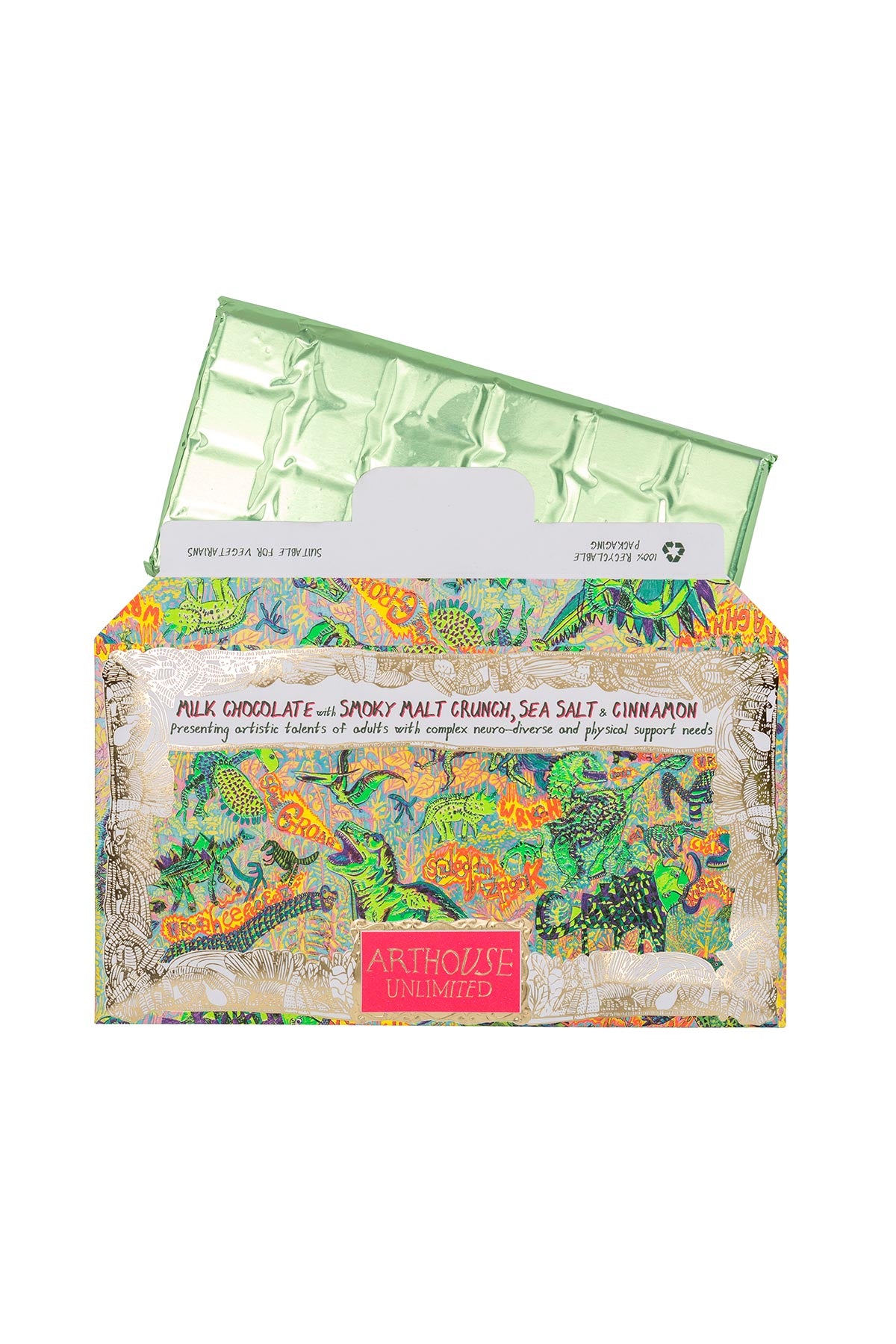 Arthouse Unlimited Dinosaurs Milk Chocolate With Smoky Malt Crunch, Sea Salt & Cinnamon