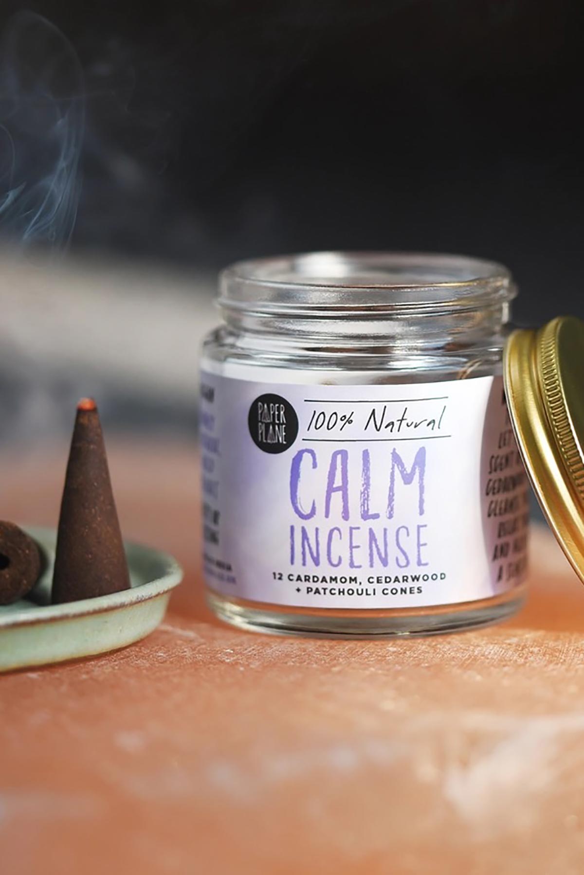 Paper Plane Calm Incense Jar Of Incense Cones | Plant Based & Vegan